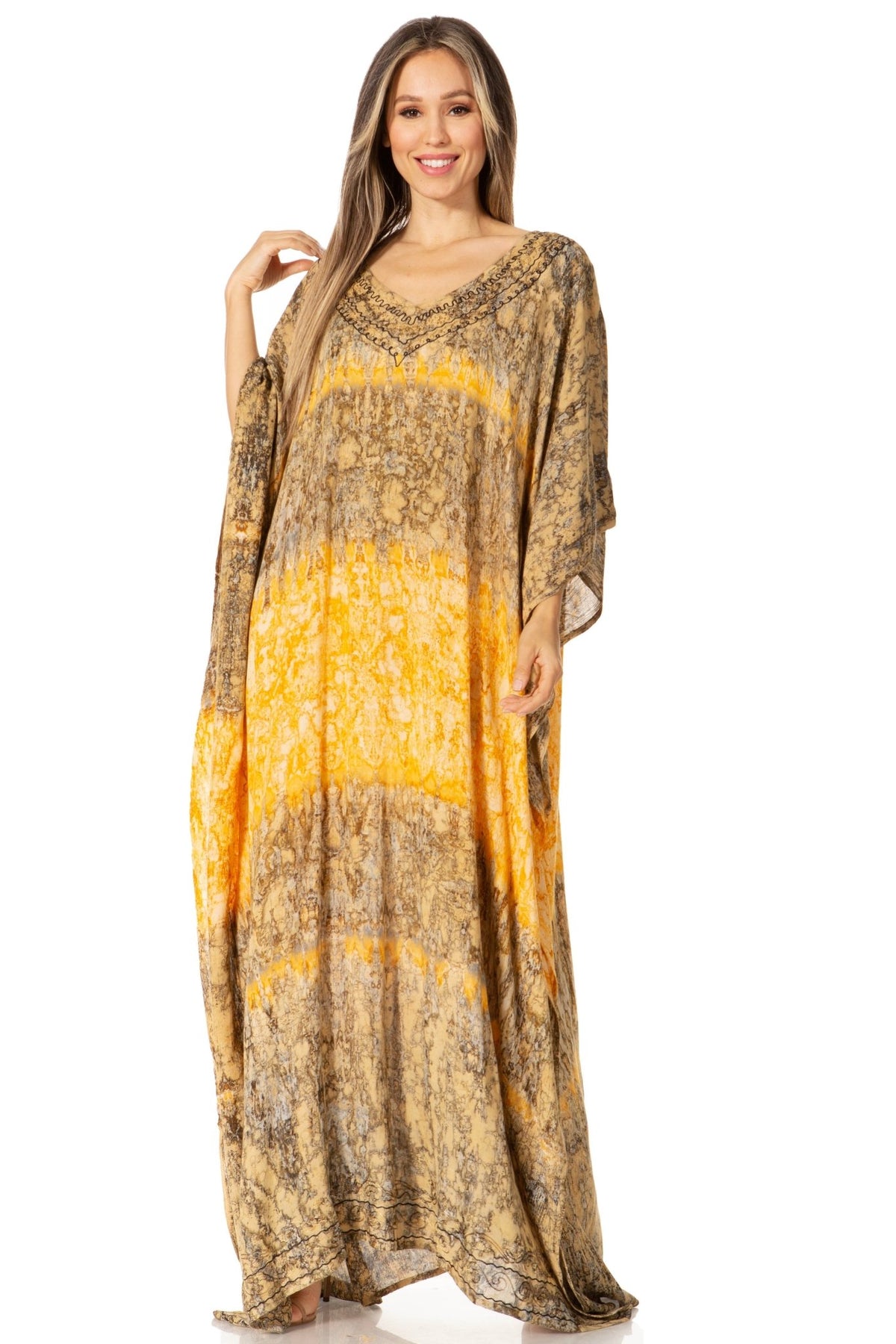 Sakkas Catia Women's Boho-Style Long Maxi Caftan for Lounging and Casual Wear - Quarter Circle AK Boutique