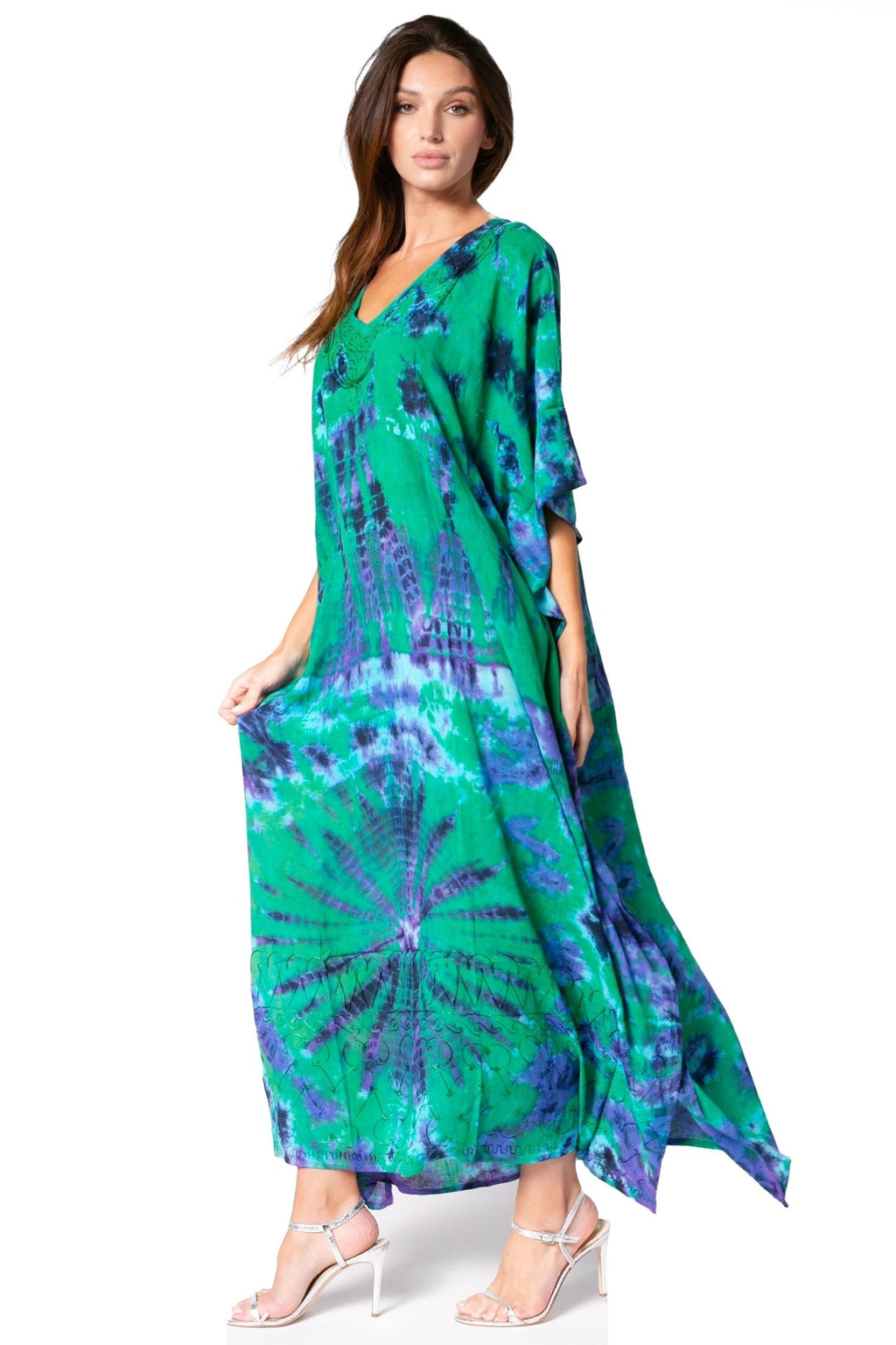 Sakkas Catia Women's Boho-Style Long Maxi Caftan for Lounging and Casual Wear - Quarter Circle AK Boutique