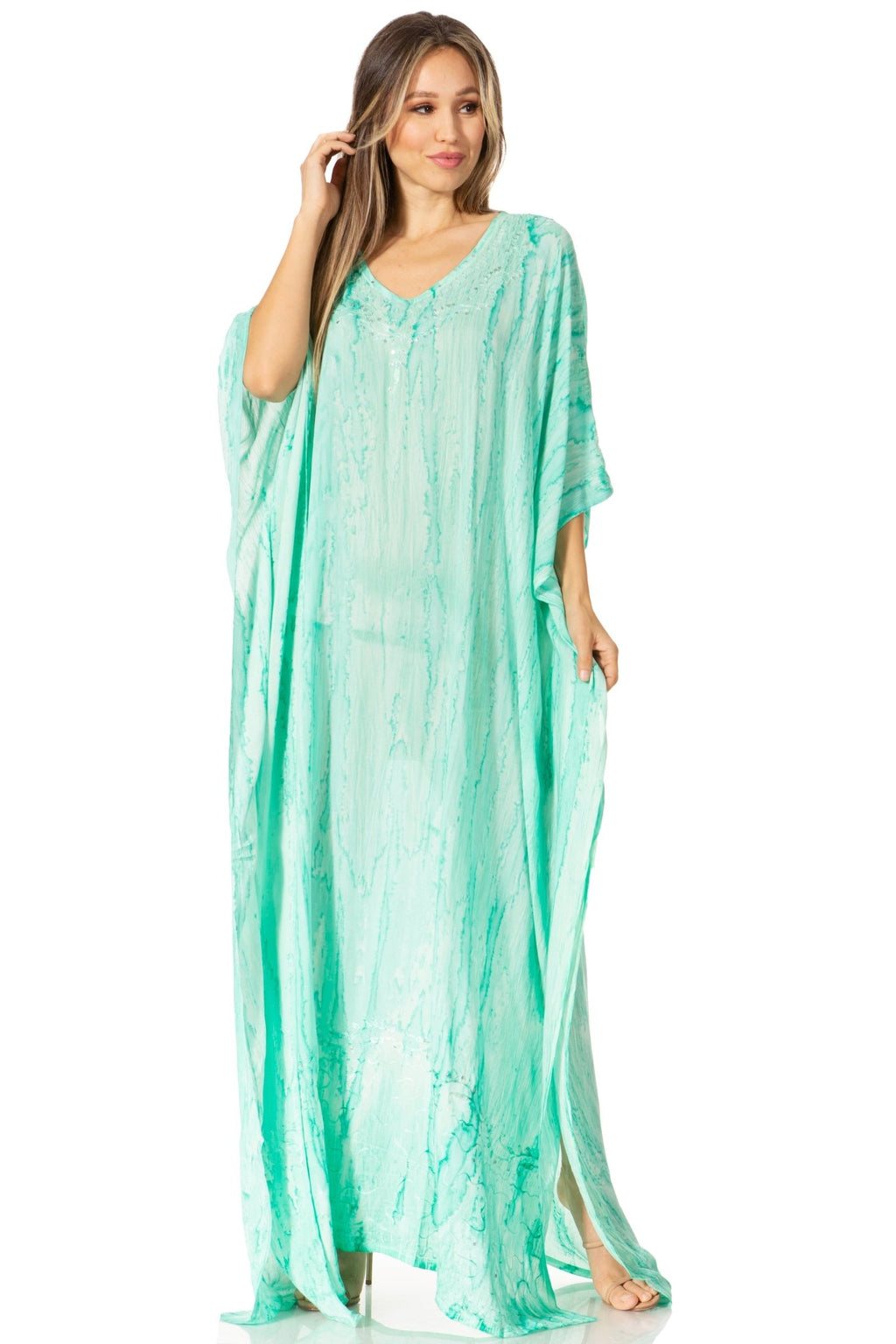 Sakkas Catia Women's Boho-Style Long Maxi Caftan for Lounging and Casual Wear - Quarter Circle AK Boutique