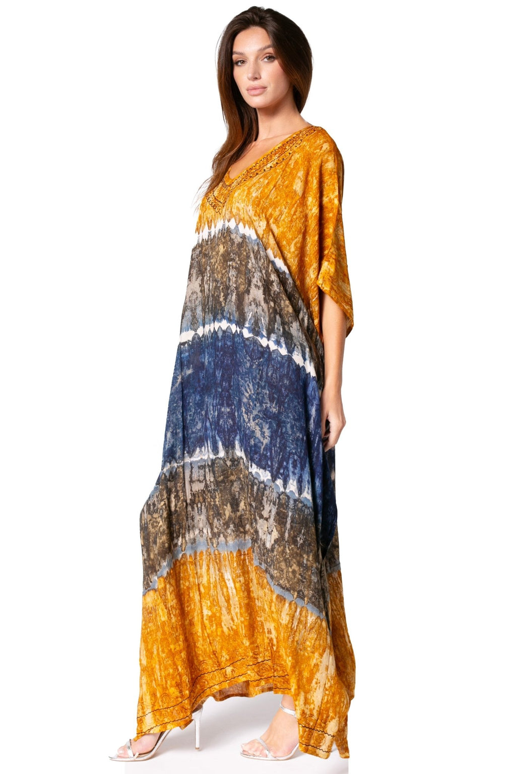 Sakkas Catia Women's Boho-Style Long Maxi Caftan for Lounging and Casual Wear - Quarter Circle AK Boutique