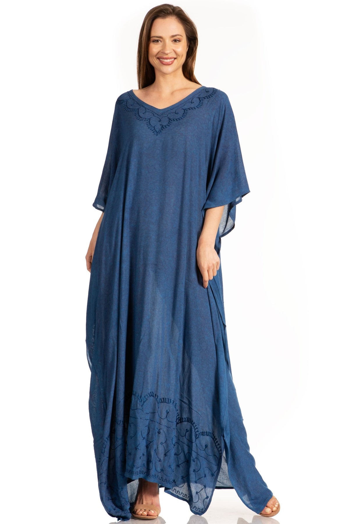 Sakkas Catia Women's Boho-Style Long Maxi Caftan for Lounging and Casual Wear - Quarter Circle AK Boutique