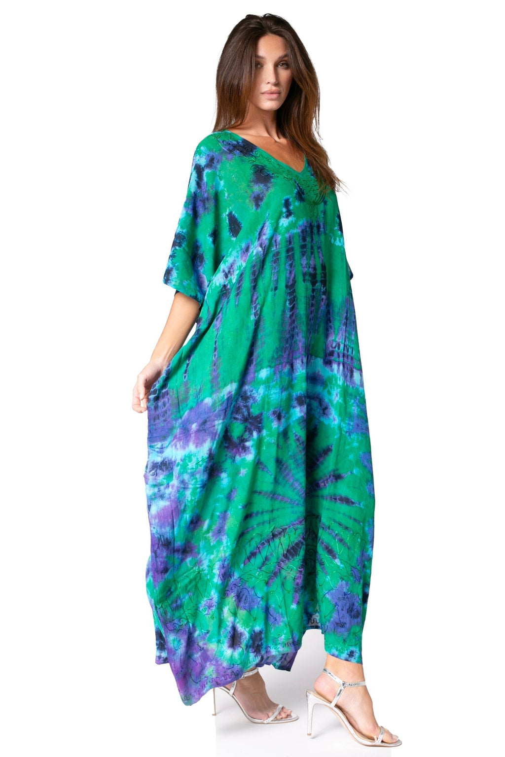 Sakkas Catia Women's Boho-Style Long Maxi Caftan for Lounging and Casual Wear - Quarter Circle AK Boutique