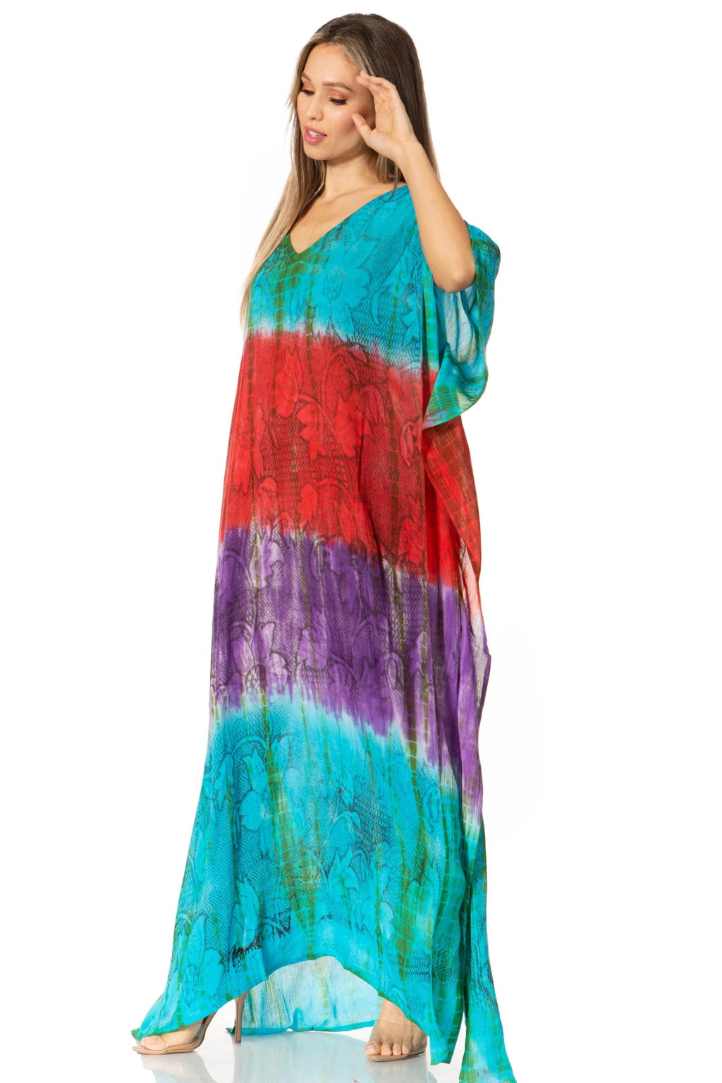 Sakkas Catia Women's Boho-Style Long Maxi Caftan for Lounging and Casual Wear - Quarter Circle AK Boutique