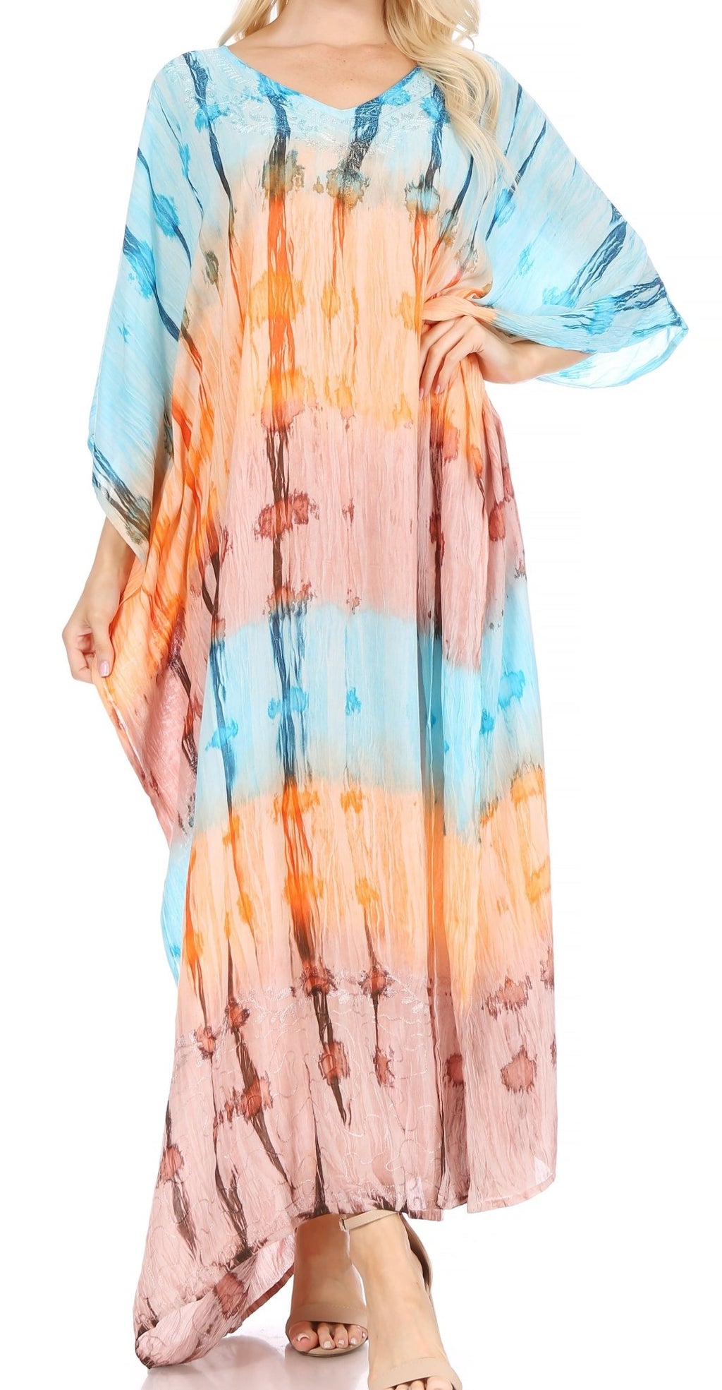 Sakkas Catia Women's Boho-Style Long Maxi Caftan for Lounging and Casual Wear - Quarter Circle AK Boutique