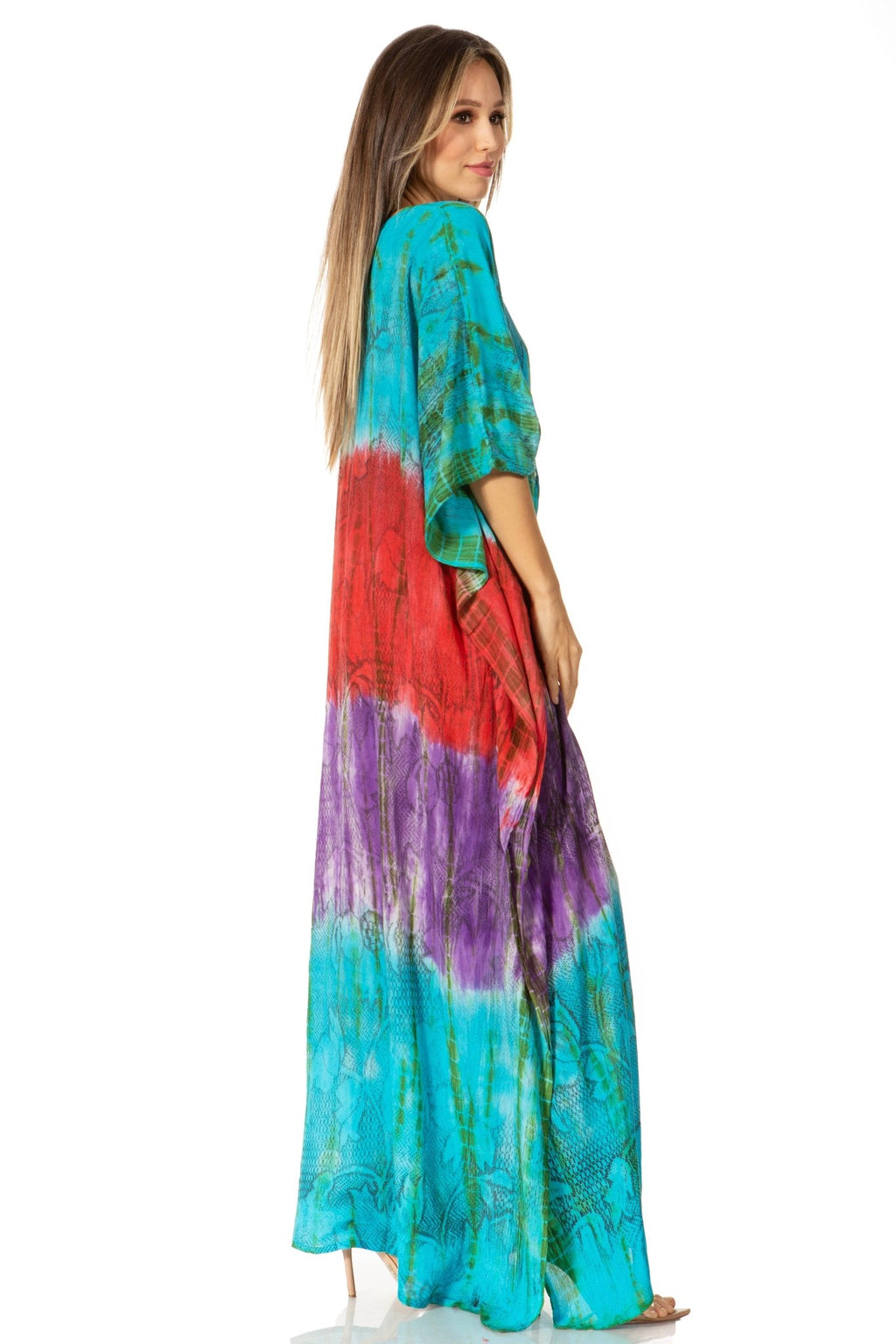 Sakkas Catia Women's Boho-Style Long Maxi Caftan for Lounging and Casual Wear - Quarter Circle AK Boutique