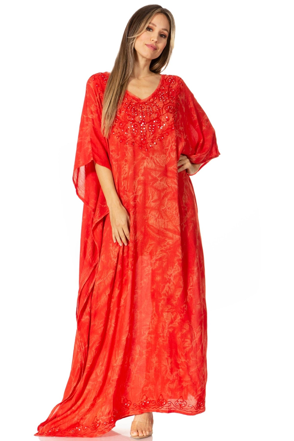Sakkas Catia Women's Boho-Style Long Maxi Caftan for Lounging and Casual Wear - Quarter Circle AK Boutique