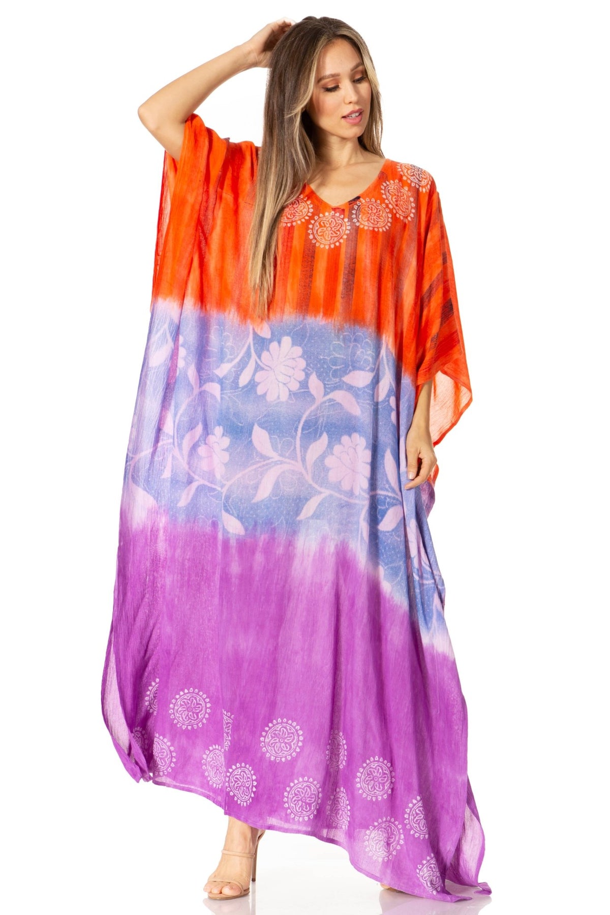 Sakkas Catia Women's Boho-Style Long Maxi Caftan for Lounging and Casual Wear - Quarter Circle AK Boutique
