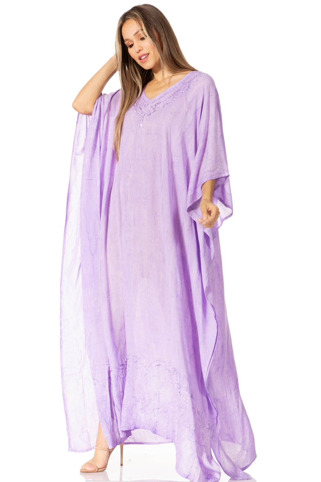 Sakkas Catia Women's Boho-Style Long Maxi Caftan for Lounging and Casual Wear - Quarter Circle AK Boutique