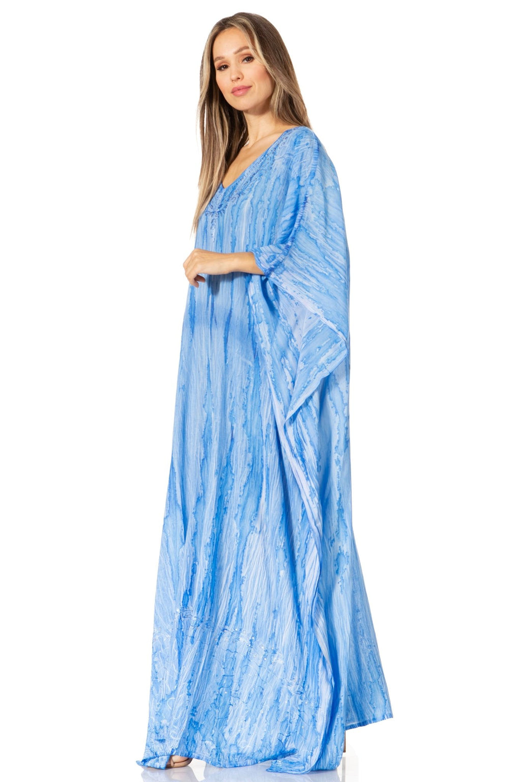 Sakkas Catia Women's Boho-Style Long Maxi Caftan for Lounging and Casual Wear - Quarter Circle AK Boutique