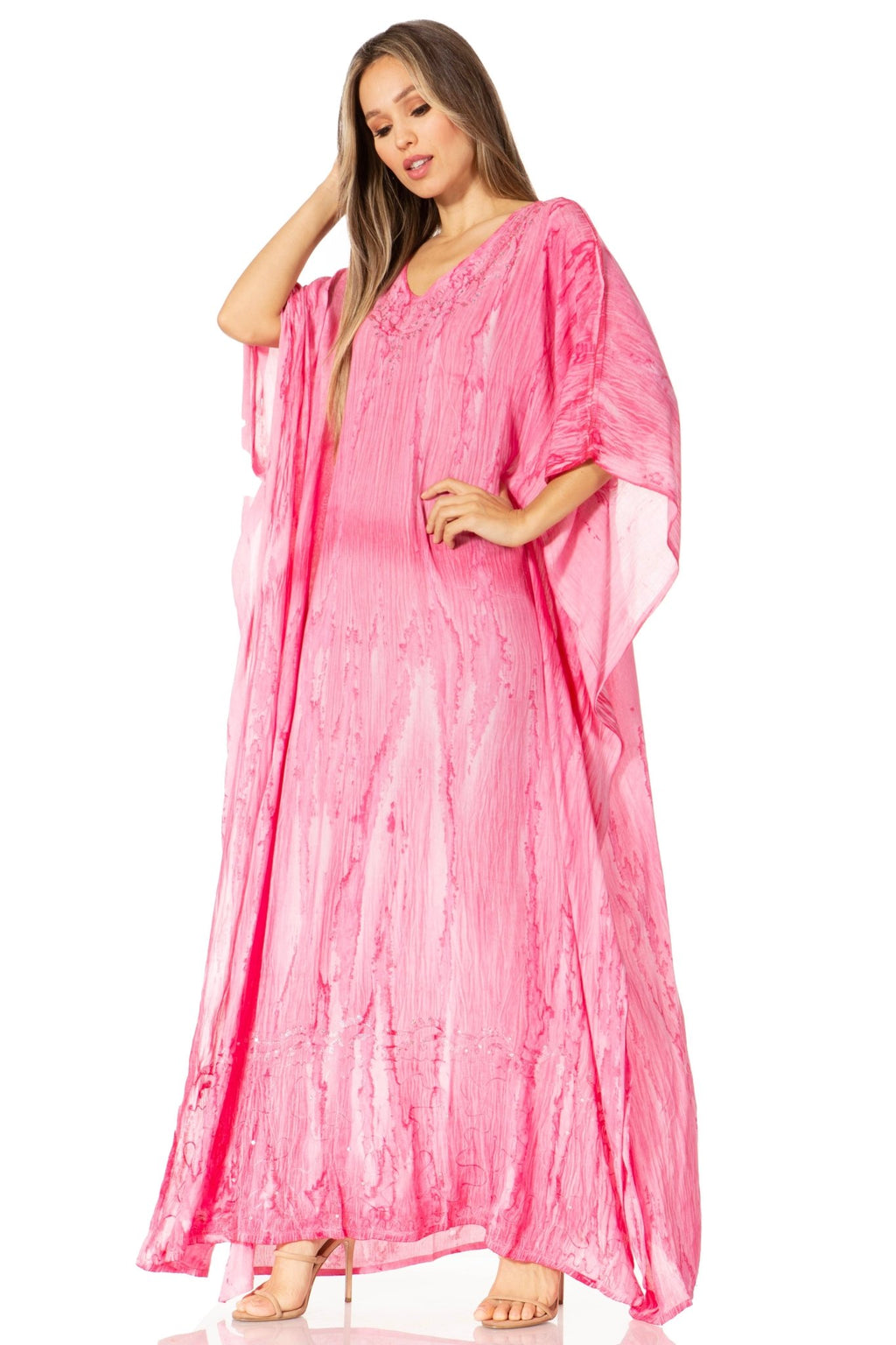 Sakkas Catia Women's Boho-Style Long Maxi Caftan for Lounging and Casual Wear - Quarter Circle AK Boutique