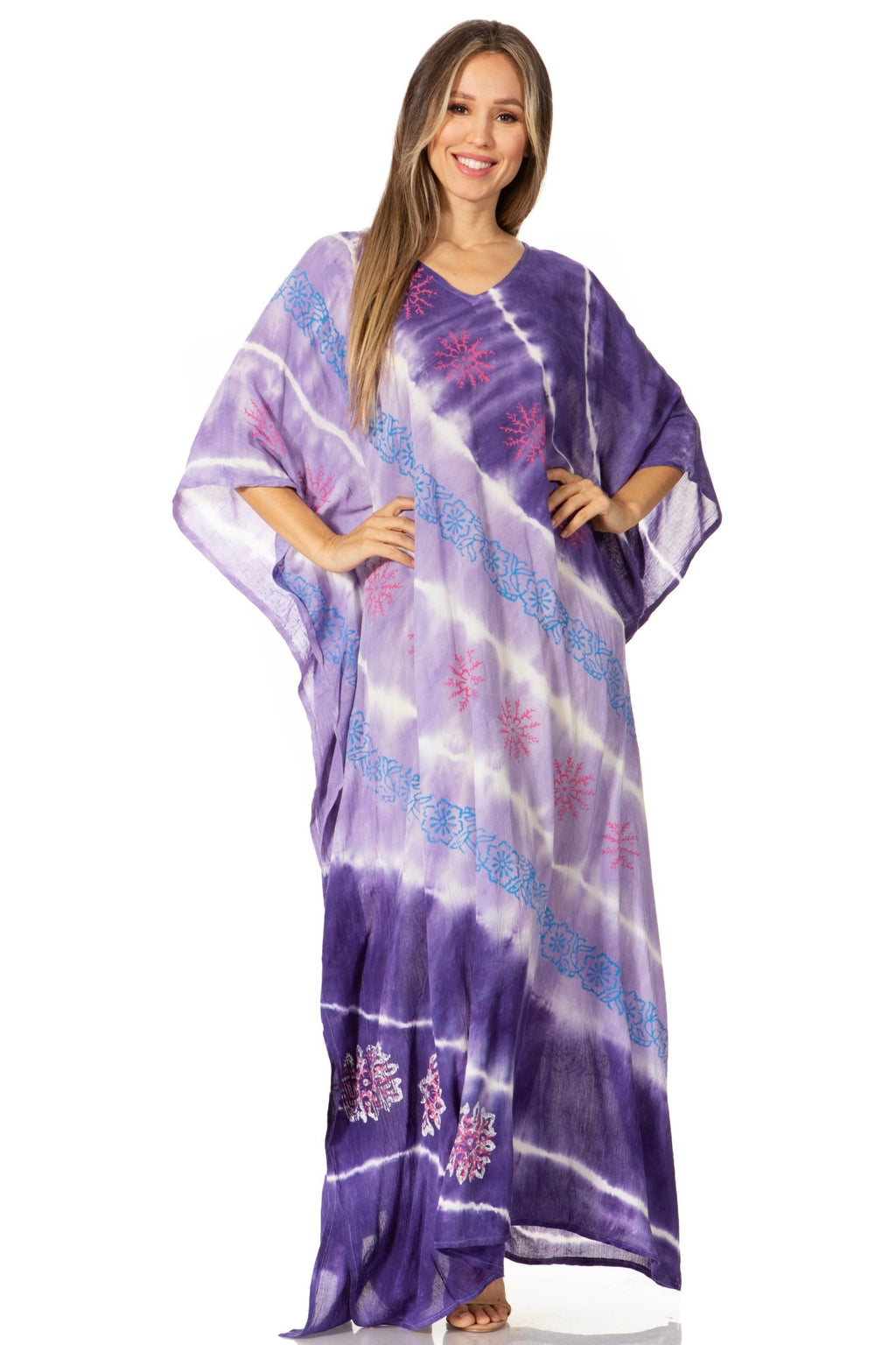 Sakkas Catia Women's Boho-Style Long Maxi Caftan for Lounging and Casual Wear - Quarter Circle AK Boutique