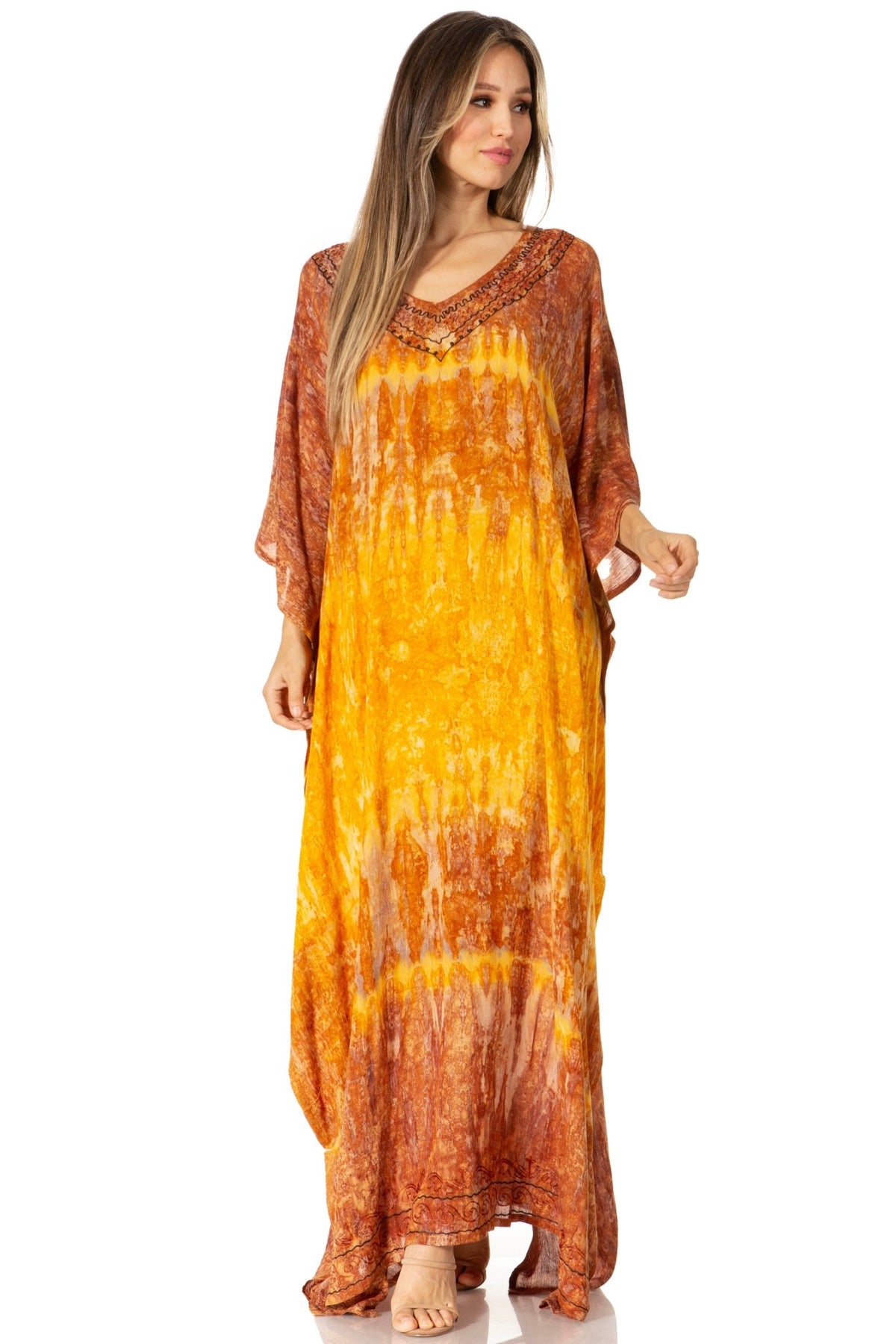 Sakkas Catia Women's Boho-Style Long Maxi Caftan for Lounging and Casual Wear - Quarter Circle AK Boutique