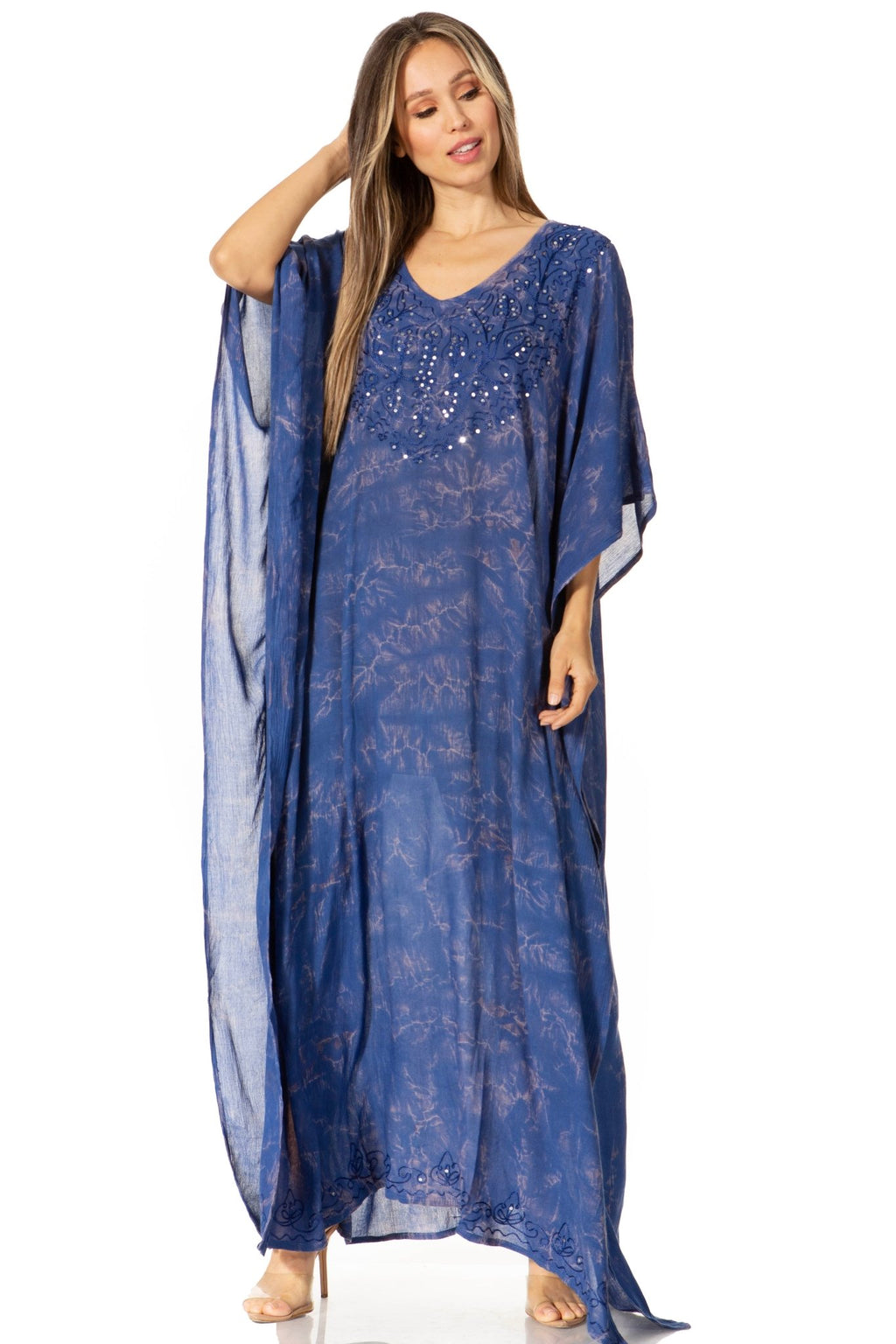Sakkas Catia Women's Boho-Style Long Maxi Caftan for Lounging and Casual Wear - Quarter Circle AK Boutique
