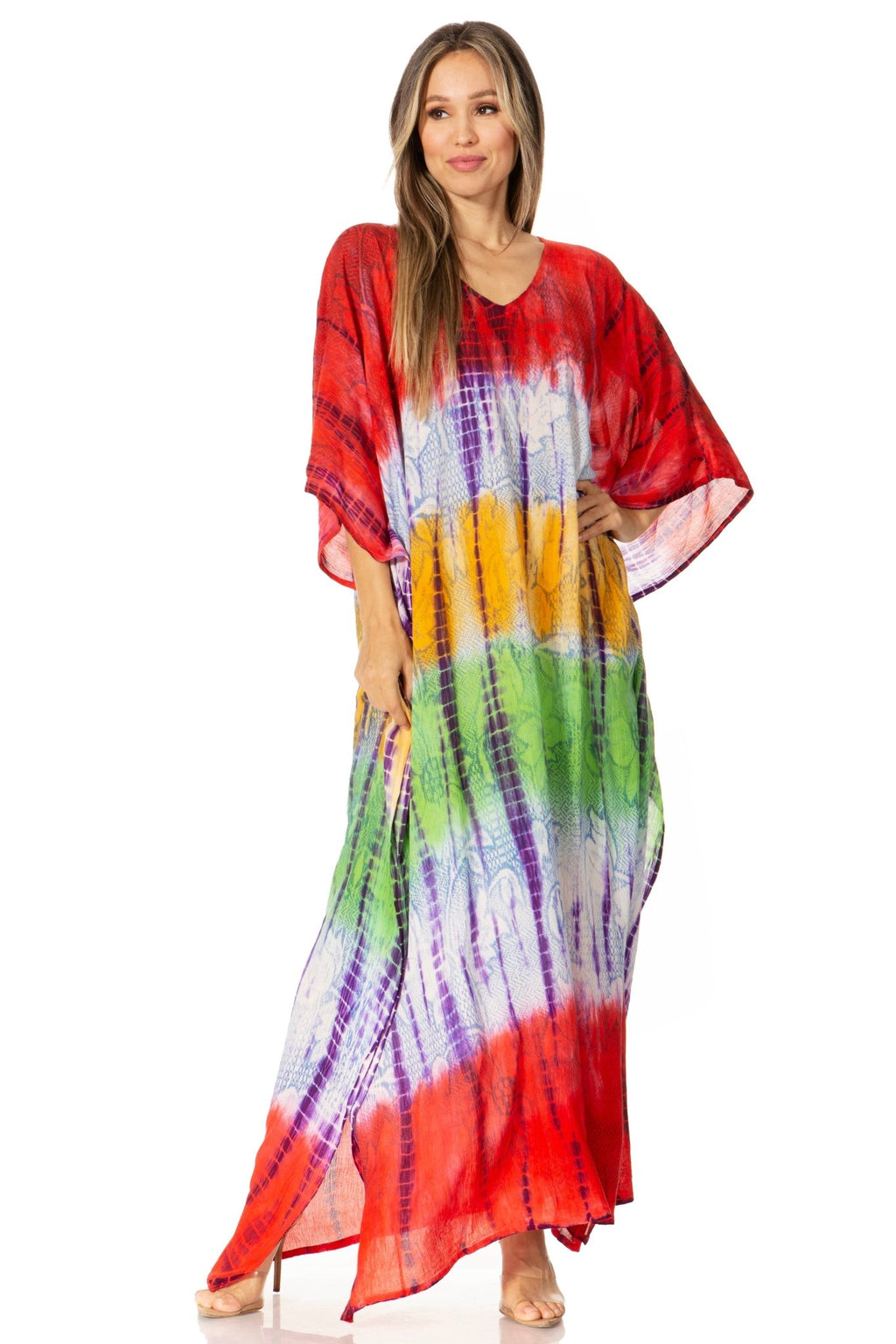 Sakkas Catia Women's Boho-Style Long Maxi Caftan for Lounging and Casual Wear - Quarter Circle AK Boutique