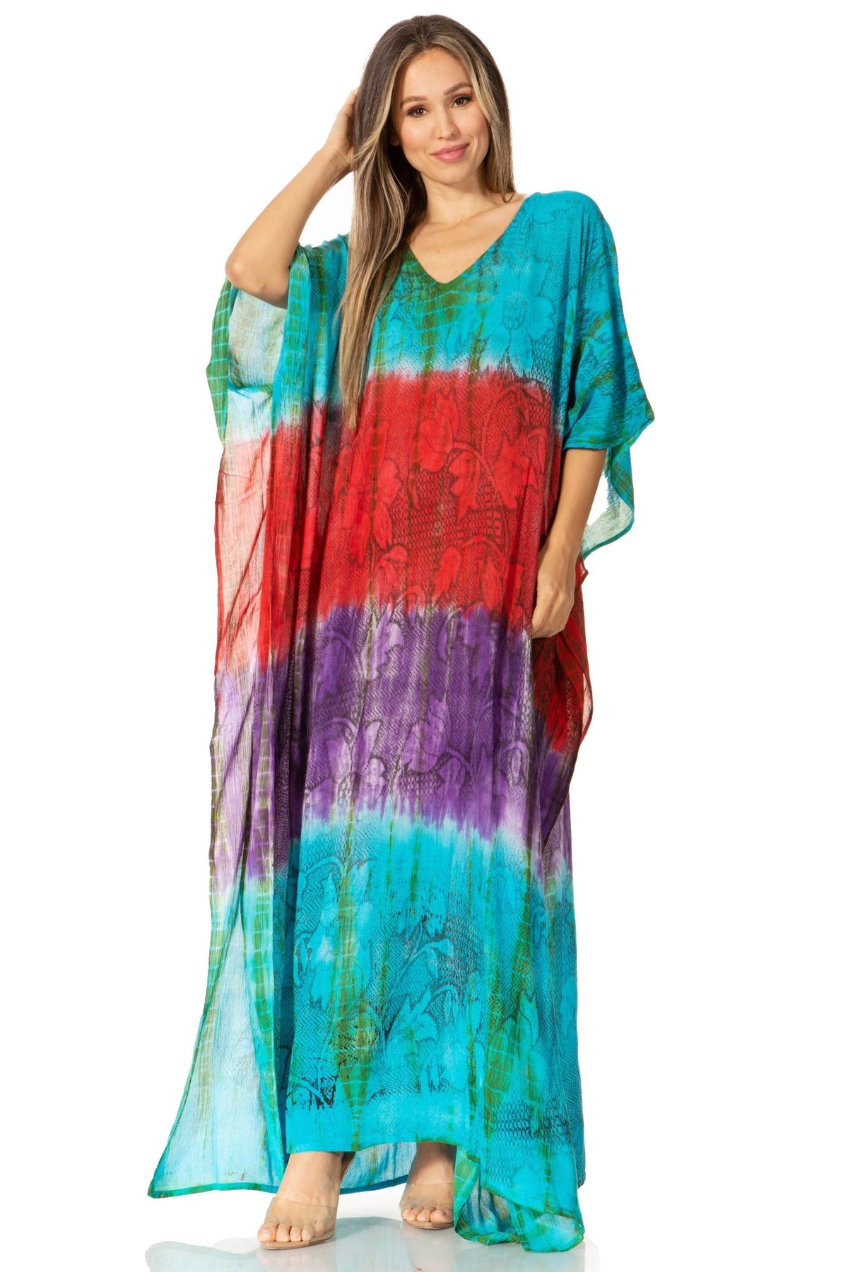 Sakkas Catia Women's Boho-Style Long Maxi Caftan for Lounging and Casual Wear - Quarter Circle AK Boutique