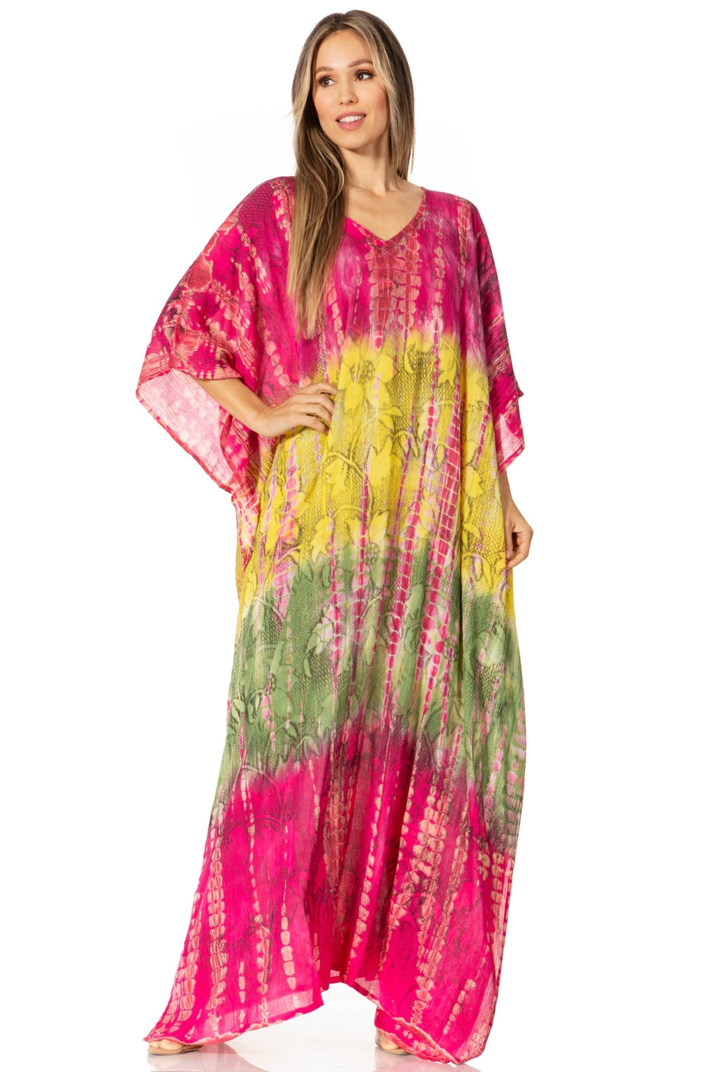 Sakkas Catia Women's Boho-Style Long Maxi Caftan for Lounging and Casual Wear - Quarter Circle AK Boutique