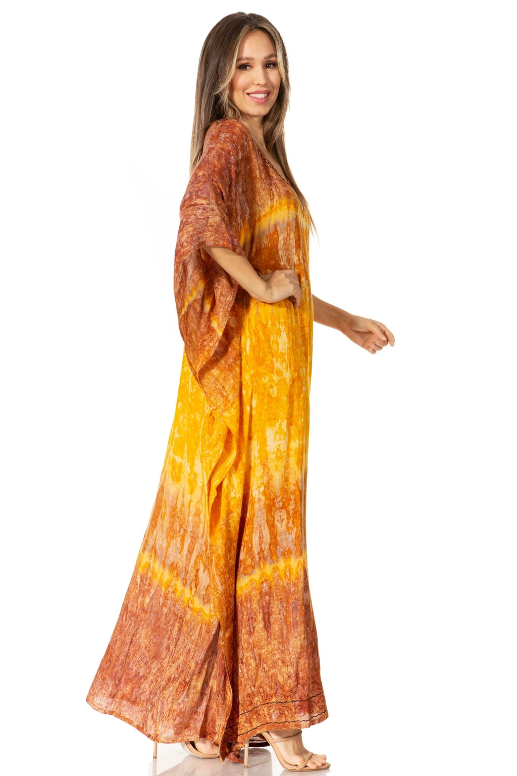 Sakkas Catia Women's Boho-Style Long Maxi Caftan for Lounging and Casual Wear - Quarter Circle AK Boutique