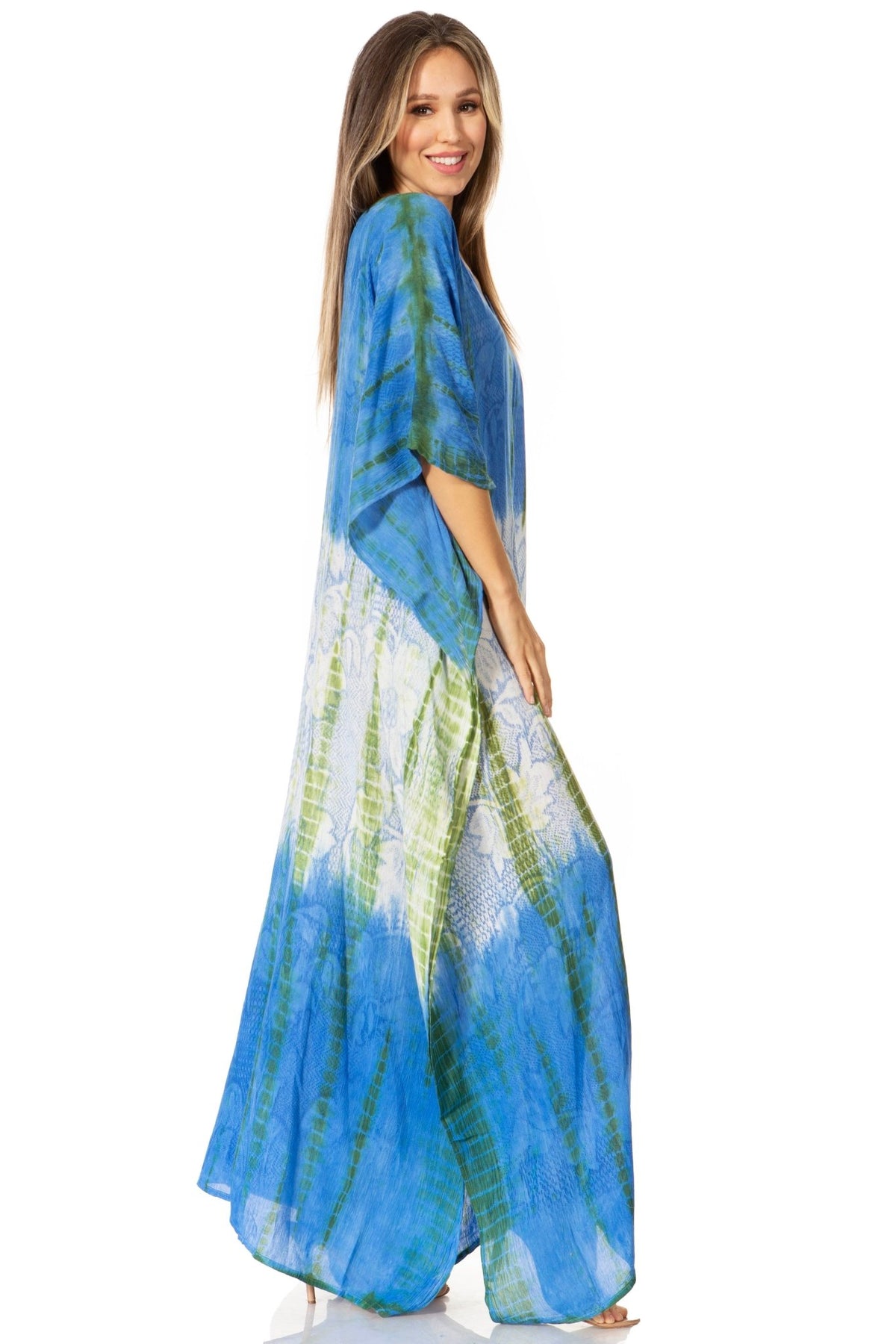 Sakkas Catia Women's Boho-Style Long Maxi Caftan for Lounging and Casual Wear - Quarter Circle AK Boutique