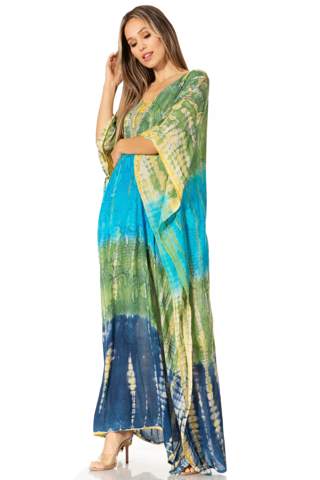 Sakkas Catia Women's Boho-Style Long Maxi Caftan for Lounging and Casual Wear - Quarter Circle AK Boutique