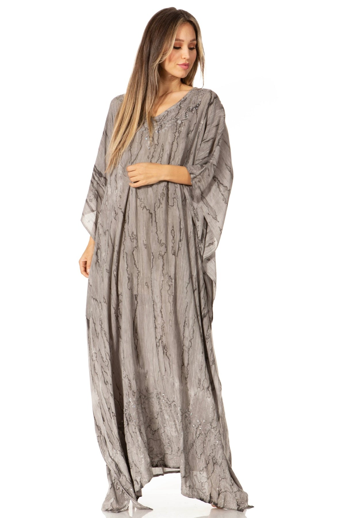 Sakkas Catia Women's Boho-Style Long Maxi Caftan for Lounging and Casual Wear - Quarter Circle AK Boutique