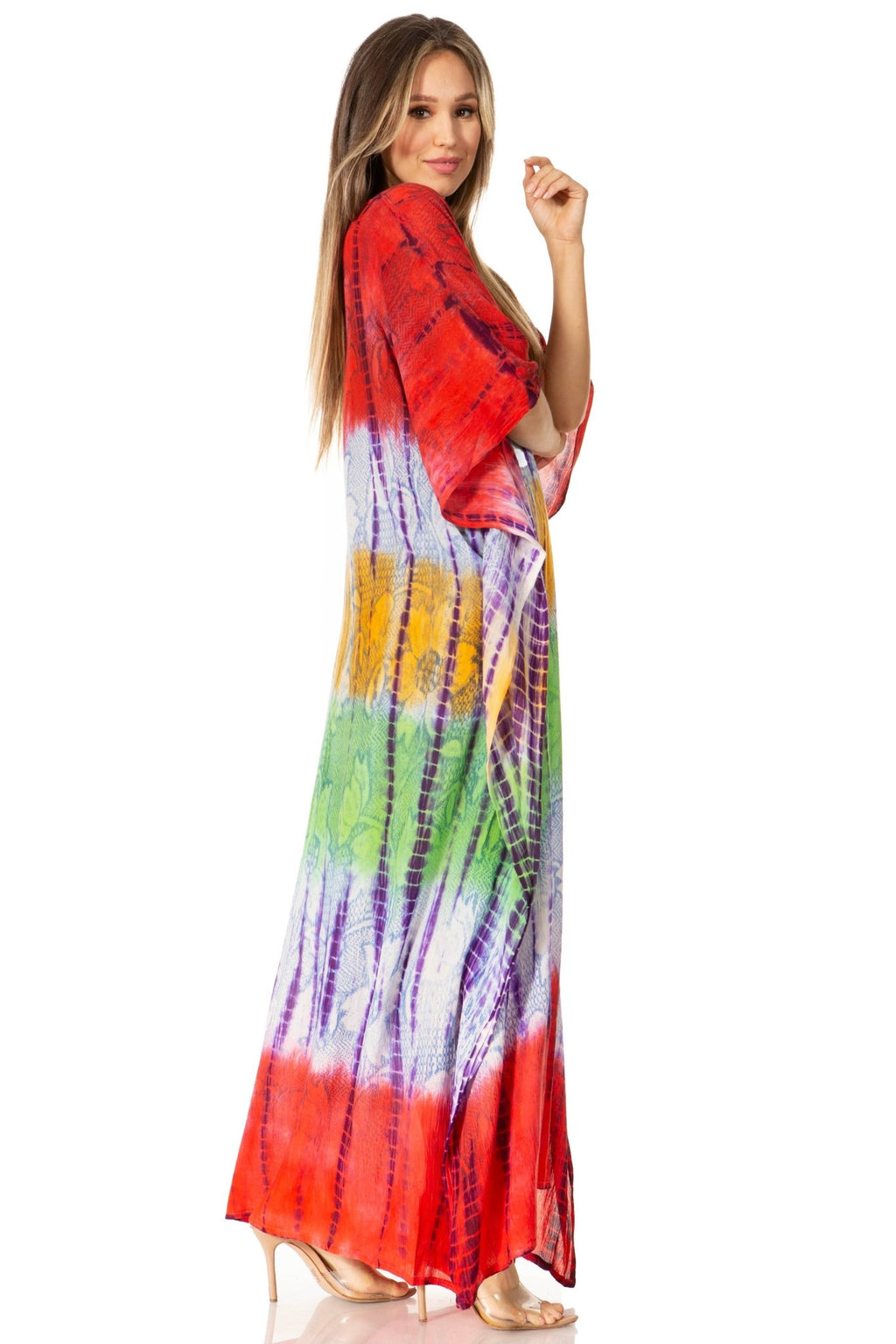 Sakkas Catia Women's Boho-Style Long Maxi Caftan for Lounging and Casual Wear - Quarter Circle AK Boutique