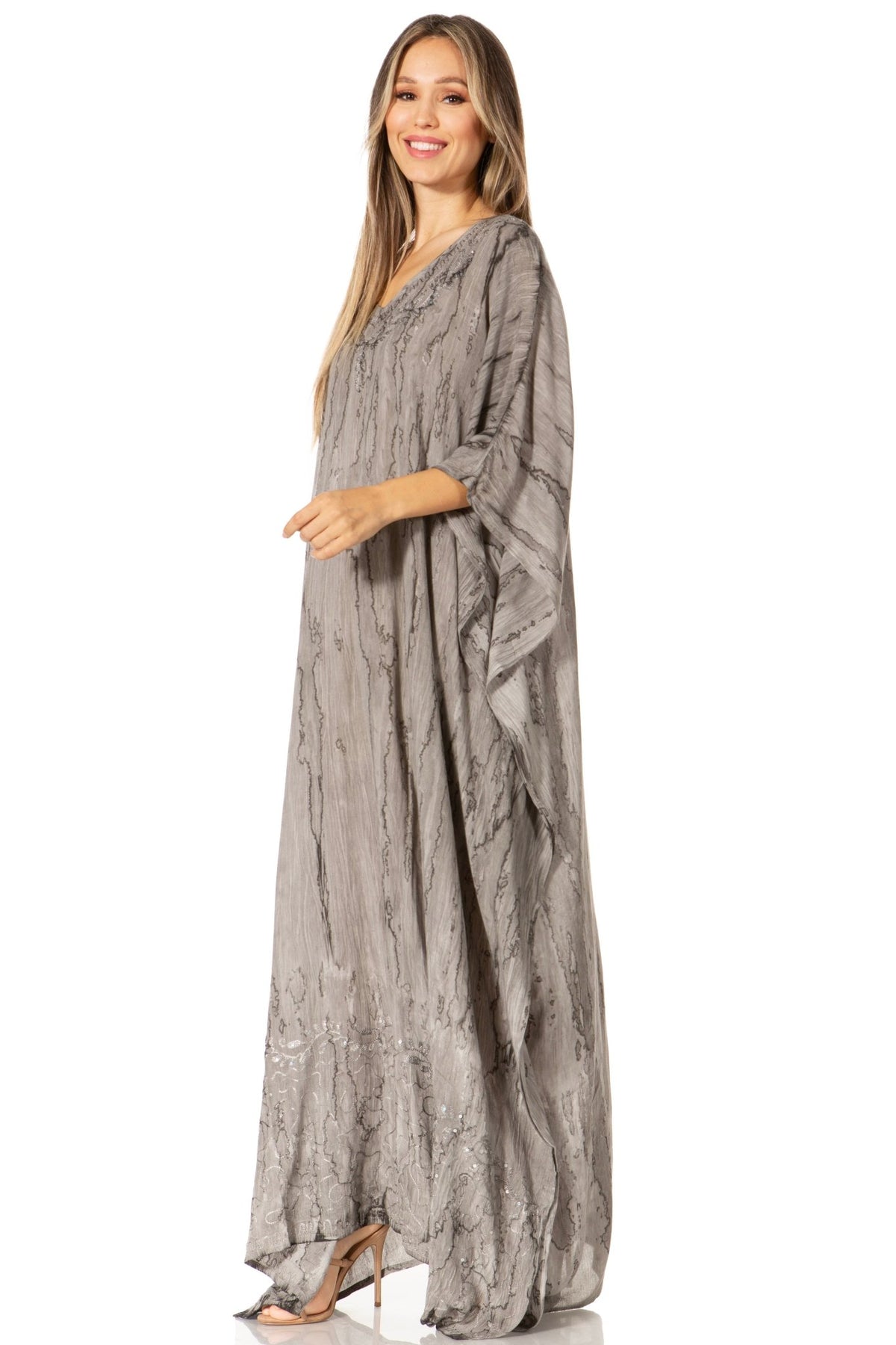 Sakkas Catia Women's Boho-Style Long Maxi Caftan for Lounging and Casual Wear - Quarter Circle AK Boutique