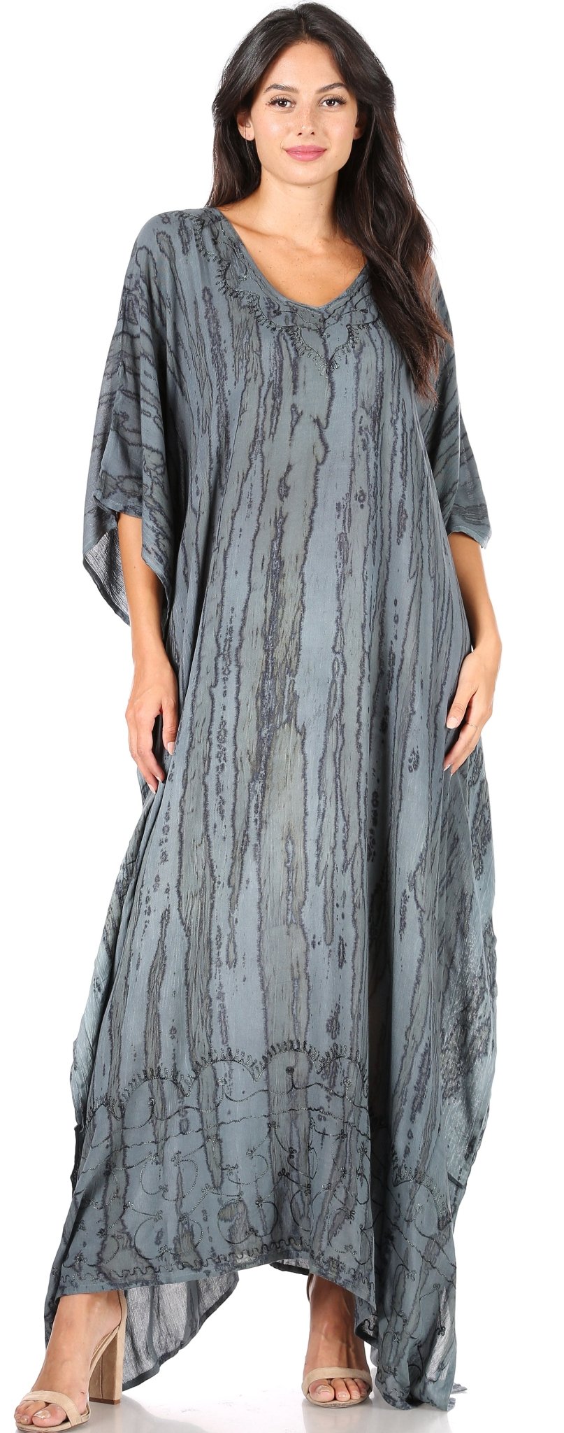Sakkas Catia Women's Boho-Style Long Maxi Caftan for Lounging and Casual Wear - Quarter Circle AK Boutique