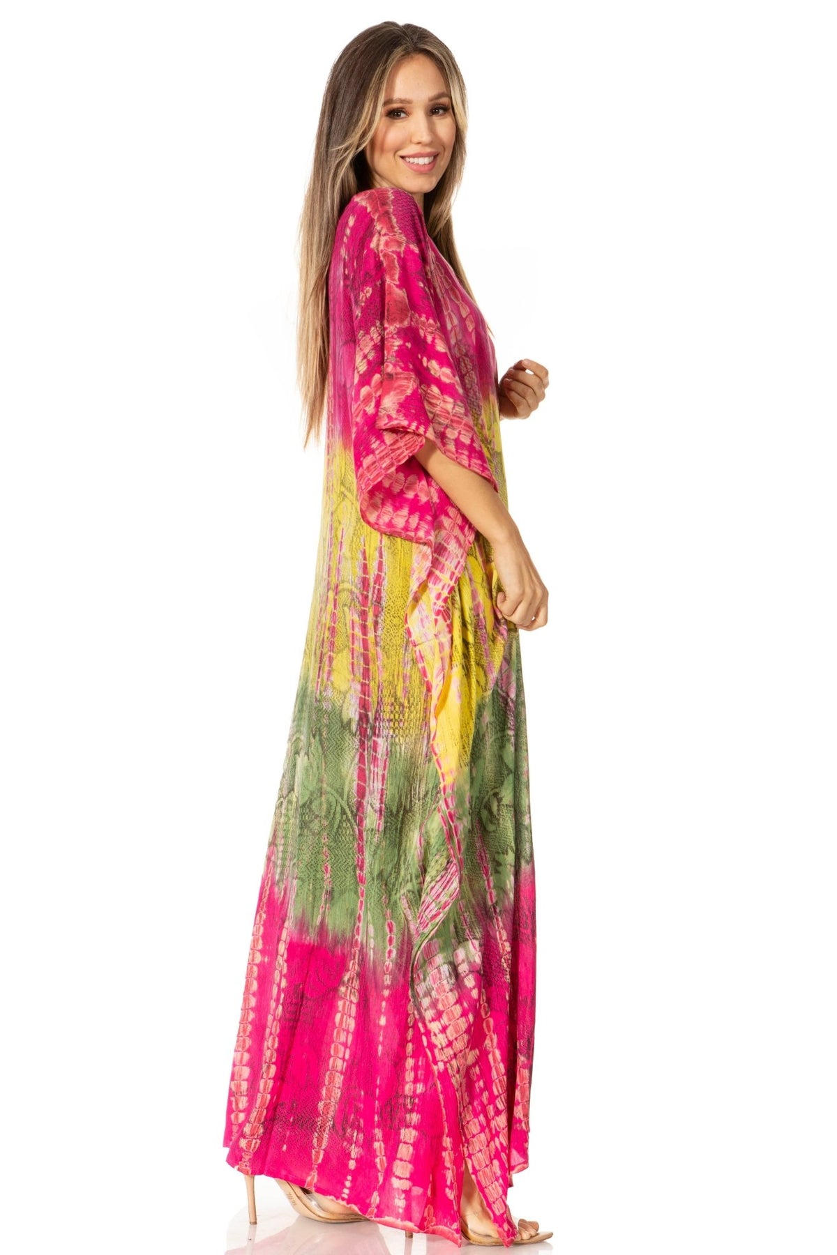 Sakkas Catia Women's Boho-Style Long Maxi Caftan for Lounging and Casual Wear - Quarter Circle AK Boutique