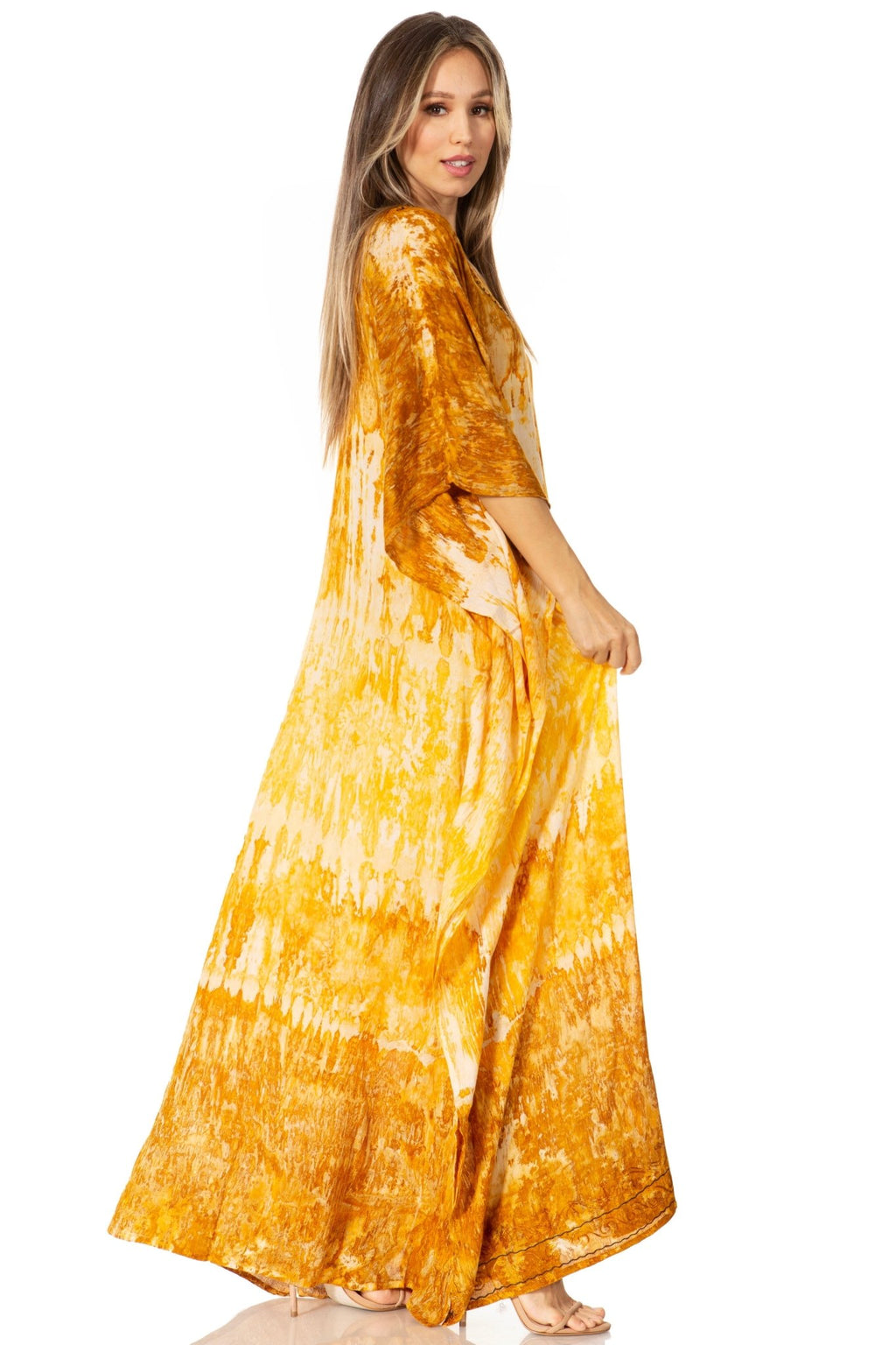 Sakkas Catia Women's Boho-Style Long Maxi Caftan for Lounging and Casual Wear - Quarter Circle AK Boutique