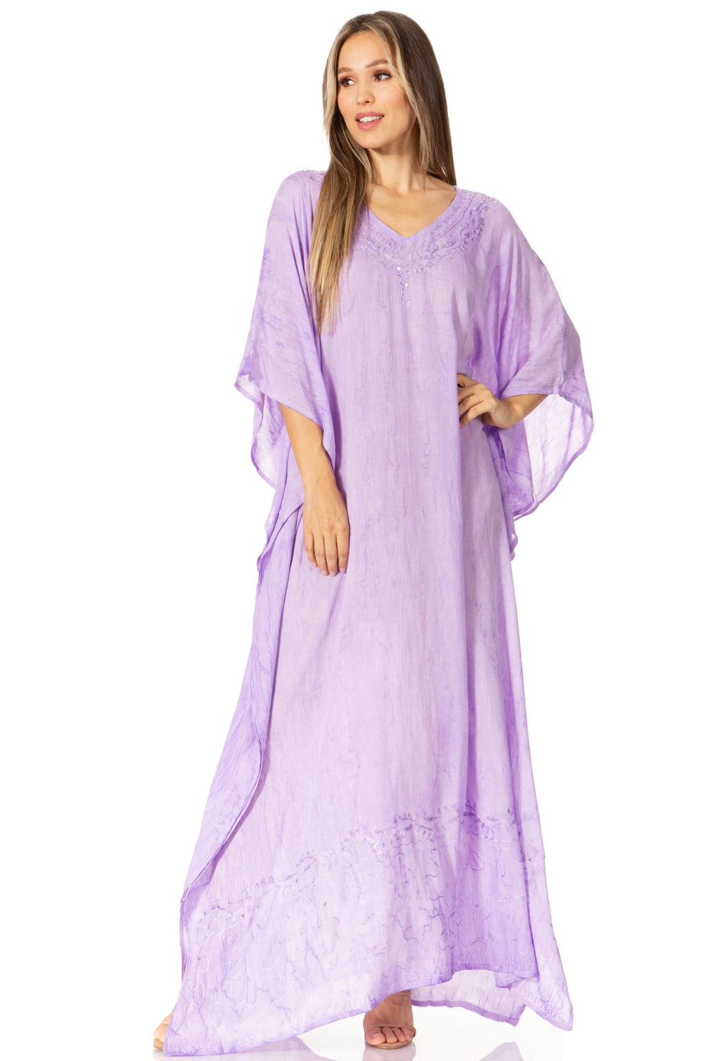 Sakkas Catia Women's Boho-Style Long Maxi Caftan for Lounging and Casual Wear - Quarter Circle AK Boutique
