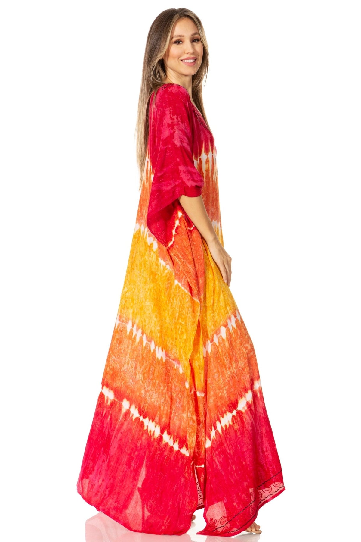 Sakkas Catia Women's Boho-Style Long Maxi Caftan for Lounging and Casual Wear - Quarter Circle AK Boutique