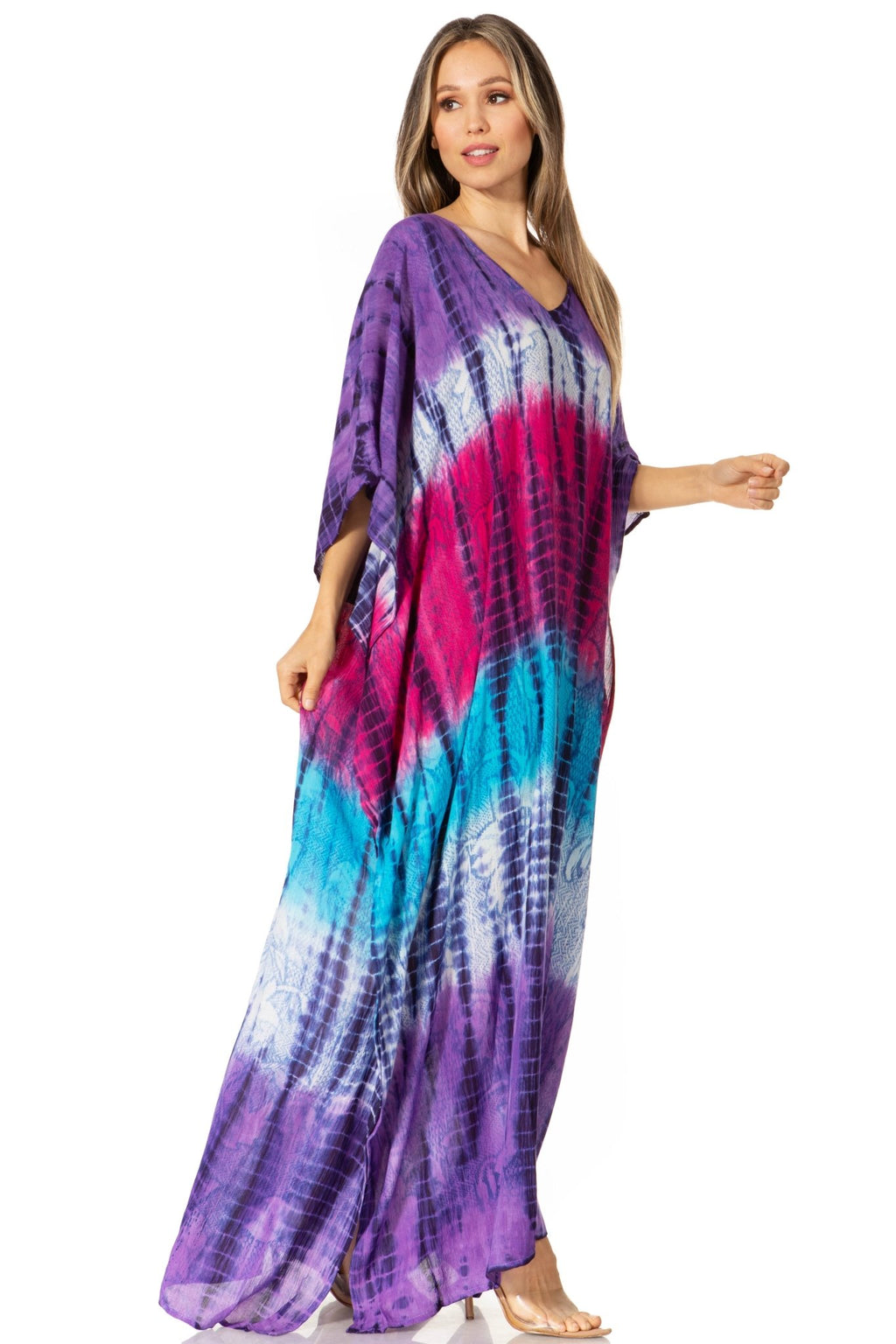 Sakkas Catia Women's Boho-Style Long Maxi Caftan for Lounging and Casual Wear - Quarter Circle AK Boutique