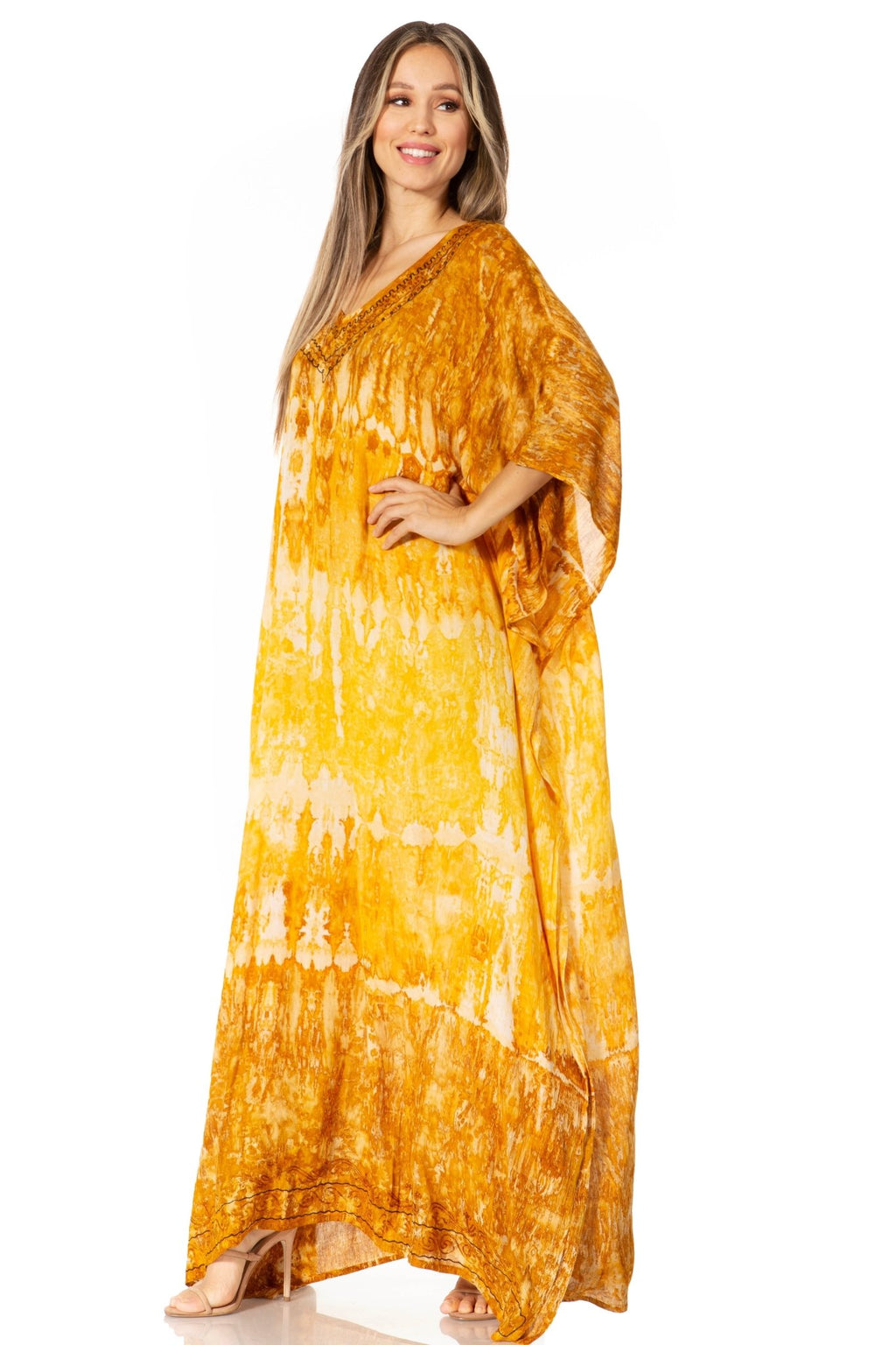 Sakkas Catia Women's Boho-Style Long Maxi Caftan for Lounging and Casual Wear - Quarter Circle AK Boutique