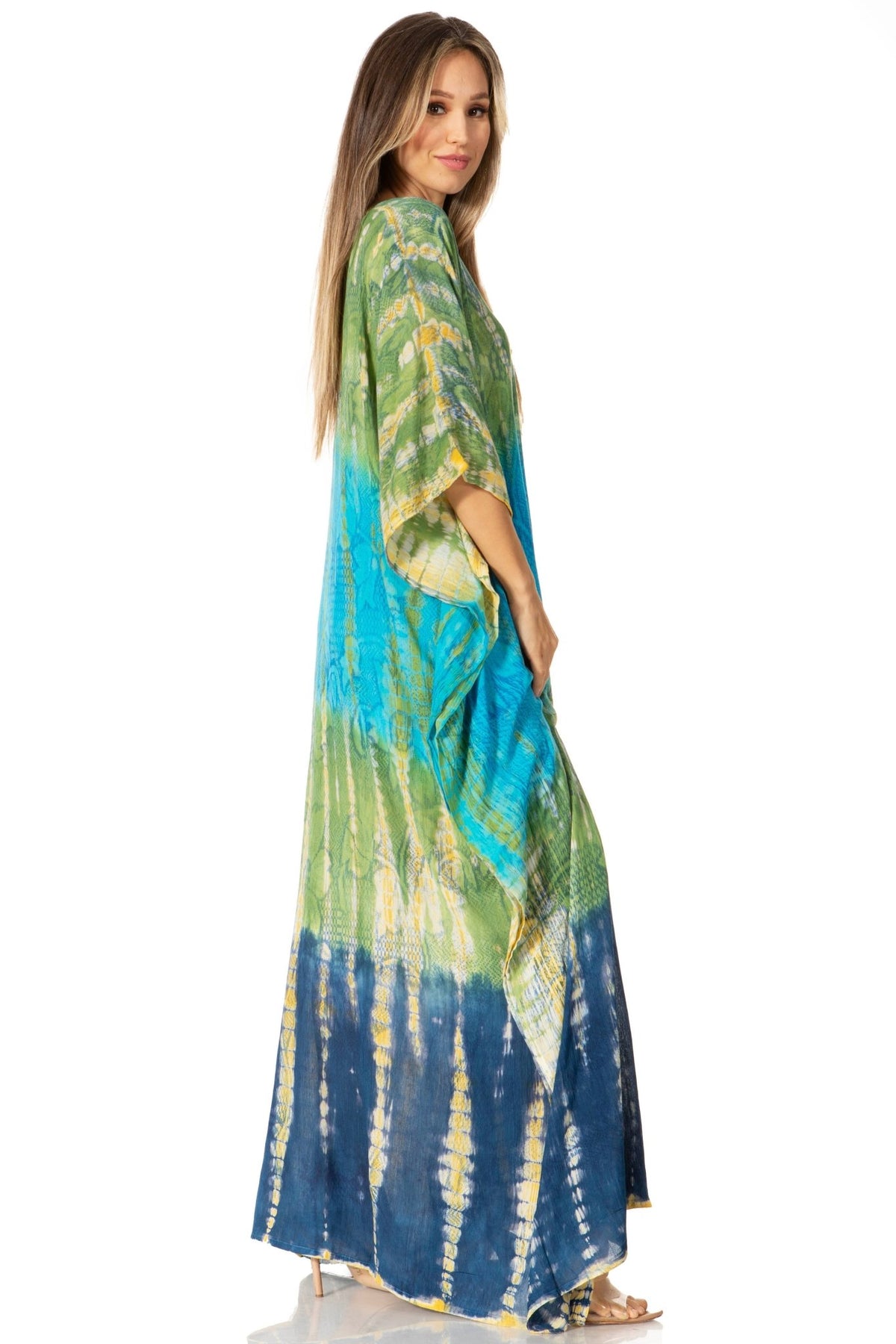 Sakkas Catia Women's Boho-Style Long Maxi Caftan for Lounging and Casual Wear - Quarter Circle AK Boutique