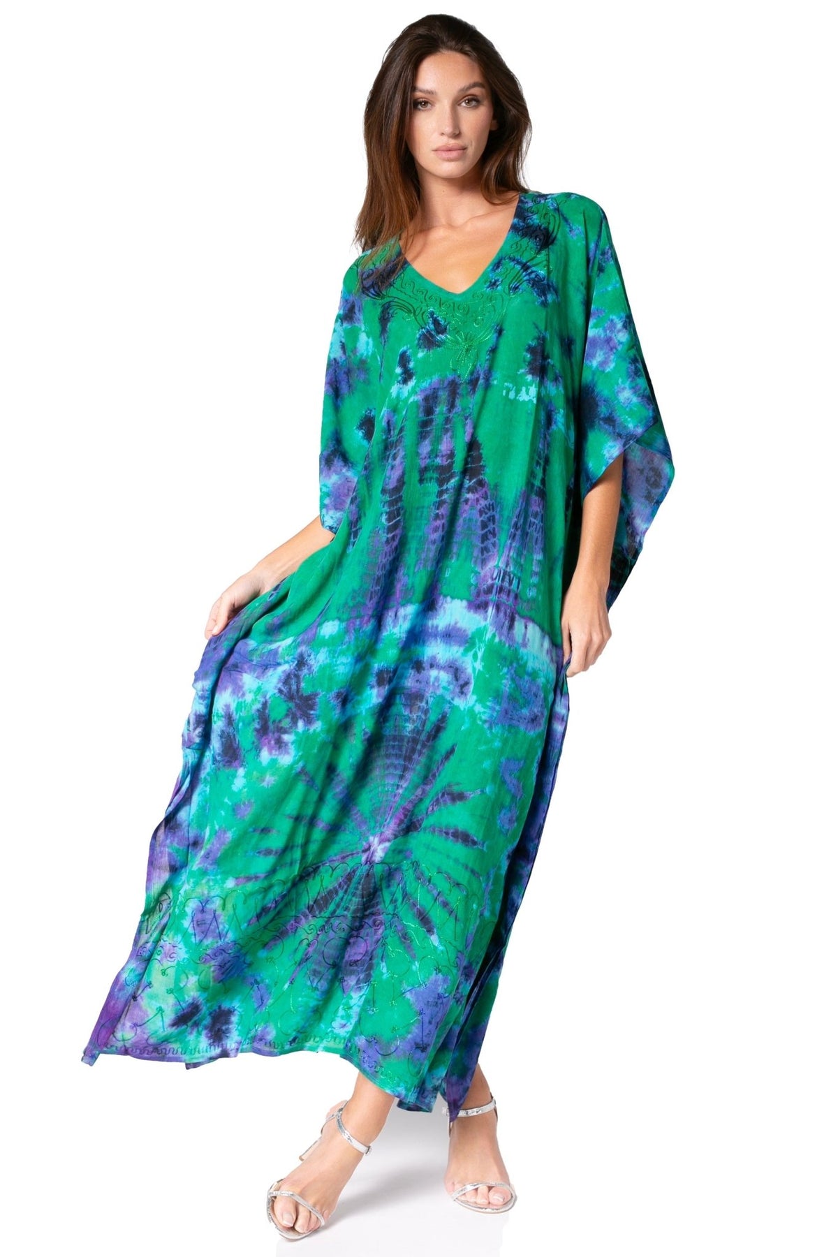 Sakkas Catia Women's Boho-Style Long Maxi Caftan for Lounging and Casual Wear - Quarter Circle AK Boutique