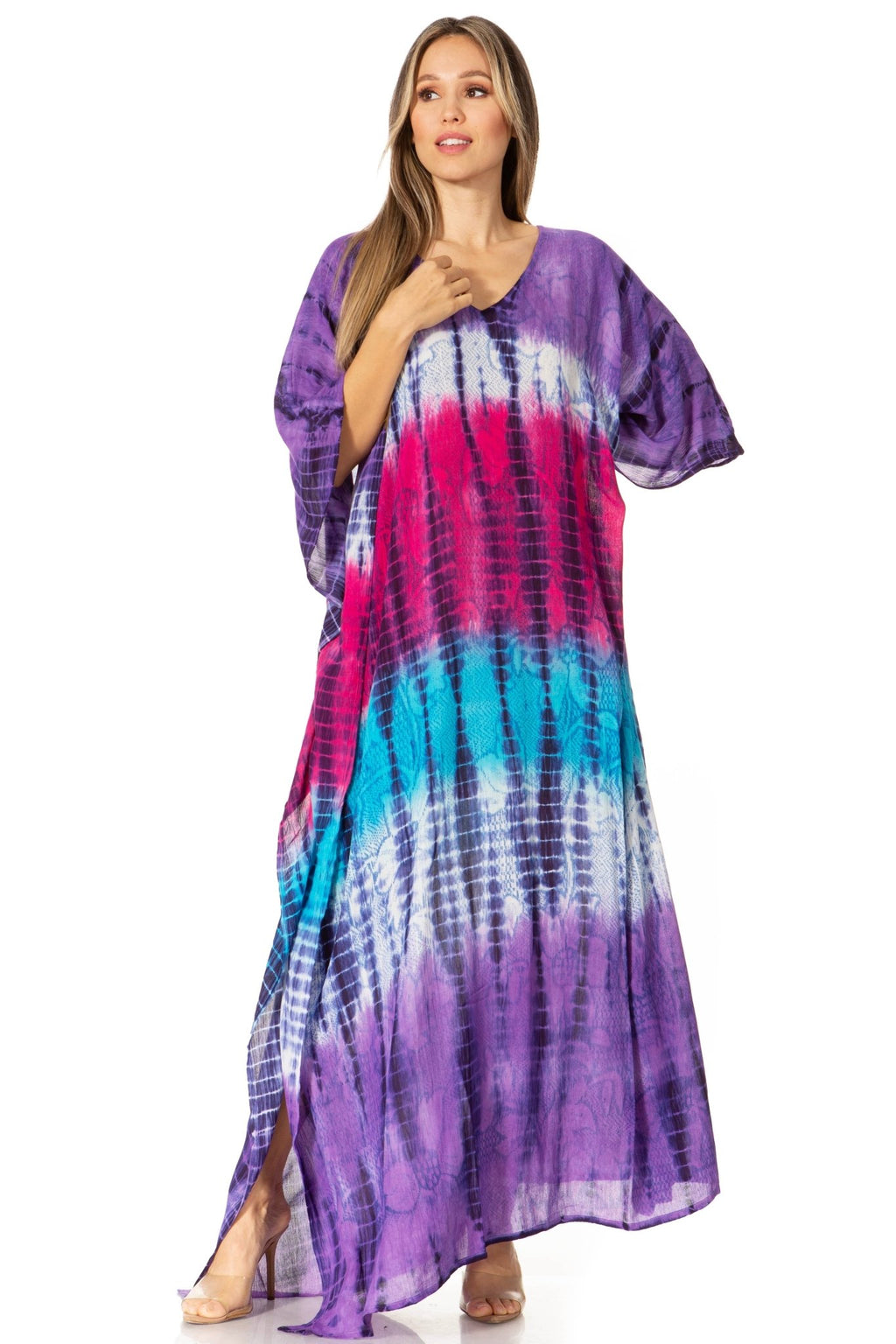 Sakkas Catia Women's Boho-Style Long Maxi Caftan for Lounging and Casual Wear - Quarter Circle AK Boutique