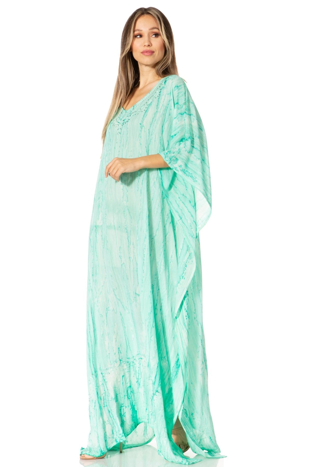 Sakkas Catia Women's Boho-Style Long Maxi Caftan for Lounging and Casual Wear - Quarter Circle AK Boutique