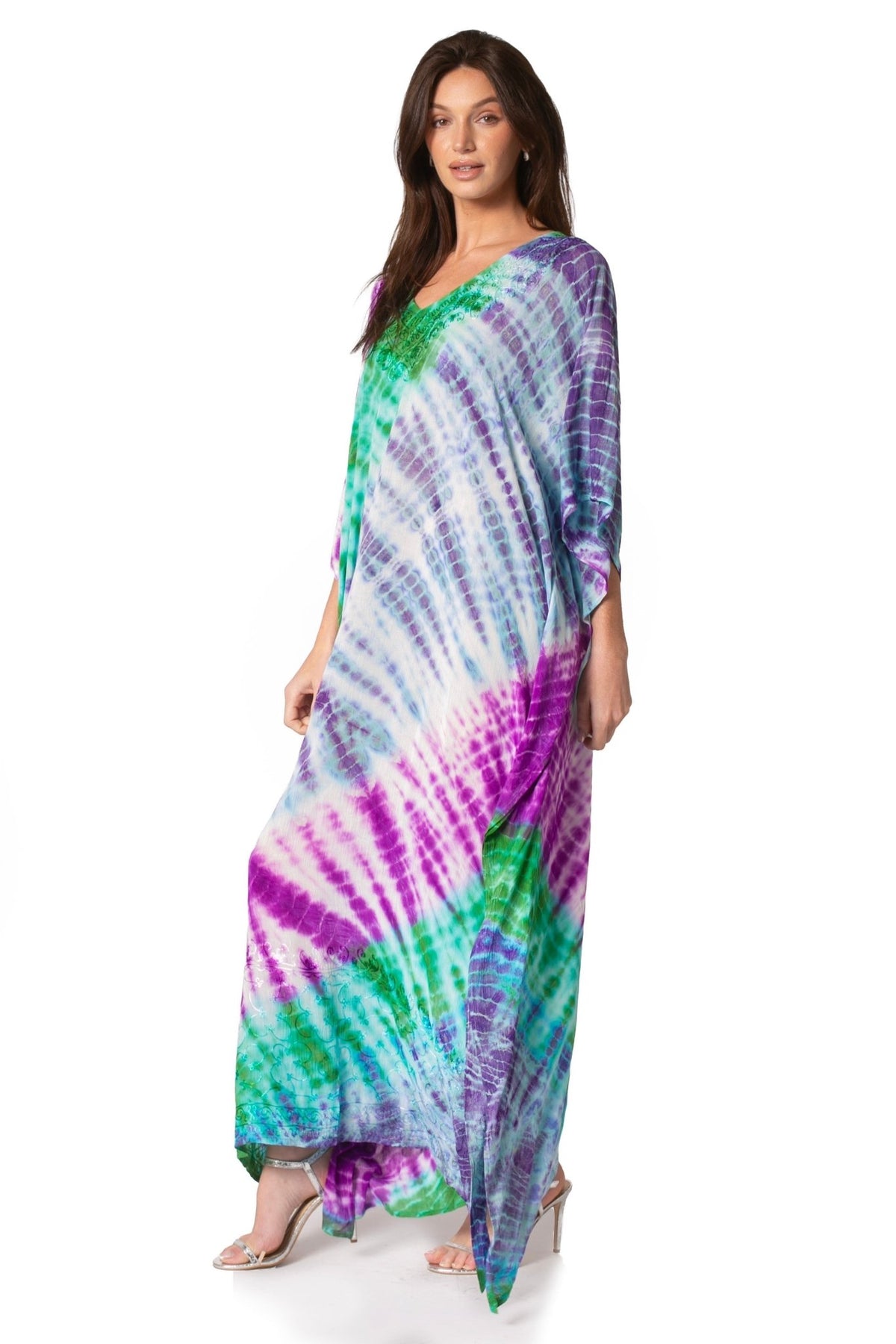 Sakkas Catia Women's Boho-Style Long Maxi Caftan for Lounging and Casual Wear - Quarter Circle AK Boutique