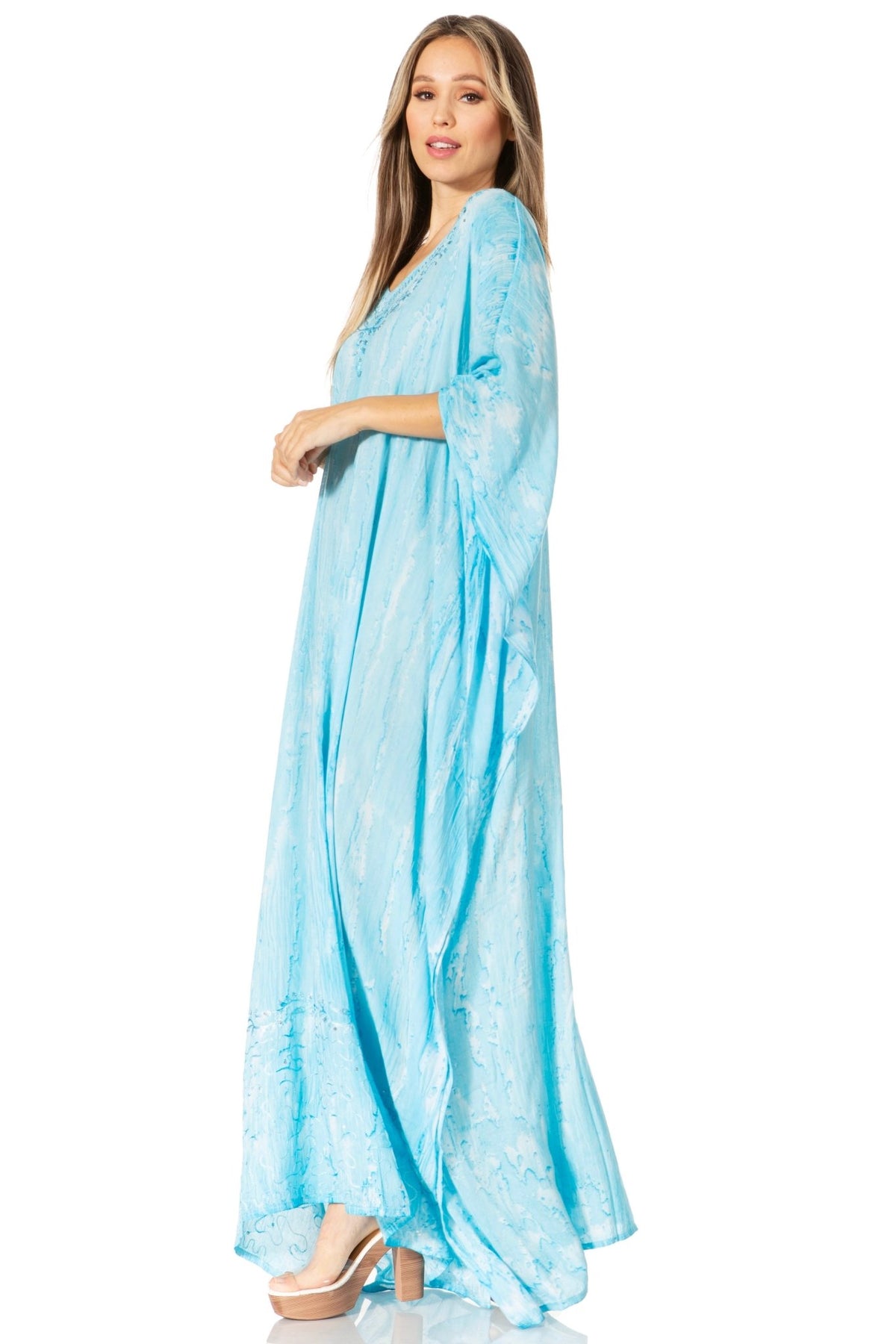 Sakkas Catia Women's Boho-Style Long Maxi Caftan for Lounging and Casual Wear - Quarter Circle AK Boutique