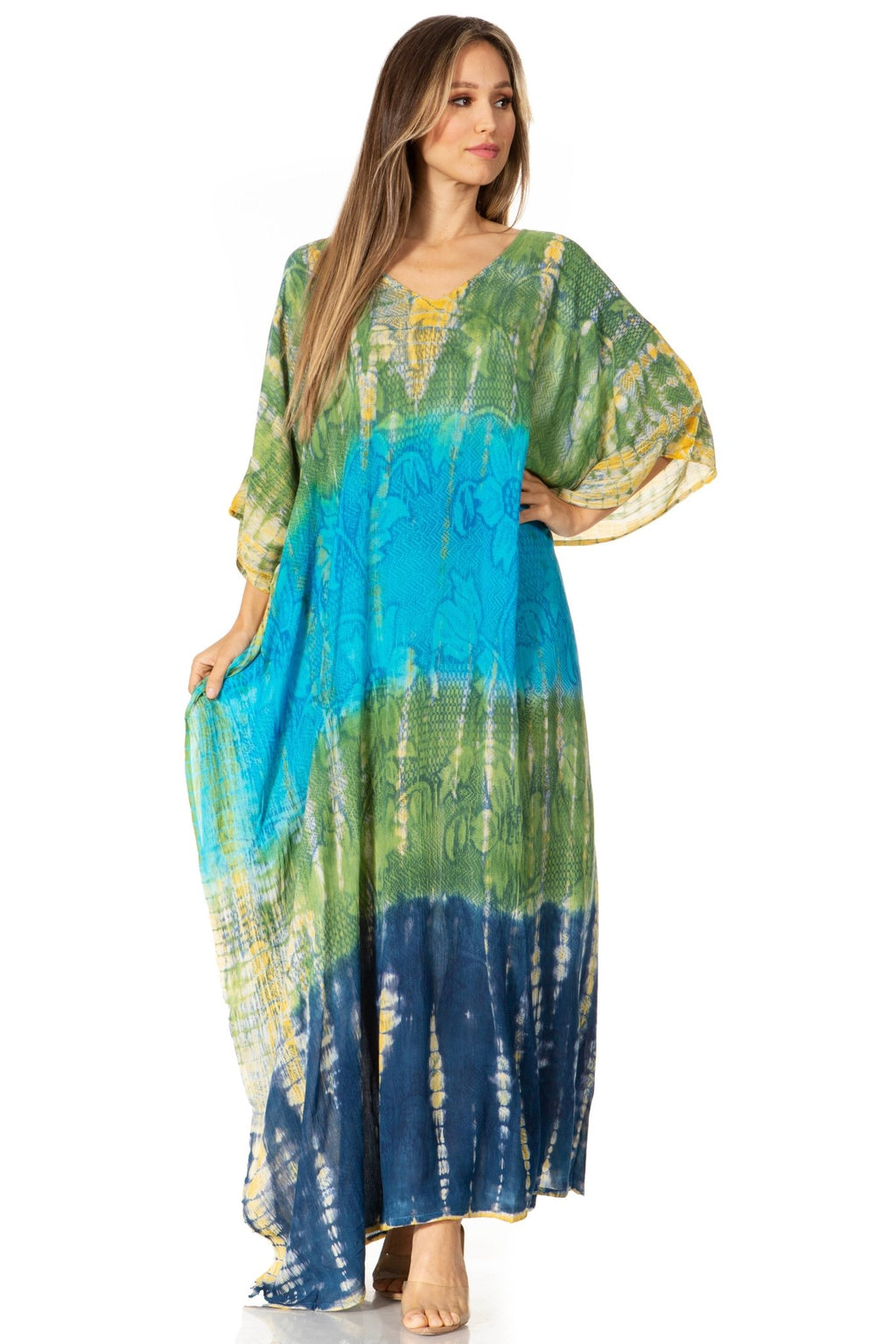 Sakkas Catia Women's Boho-Style Long Maxi Caftan for Lounging and Casual Wear - Quarter Circle AK Boutique