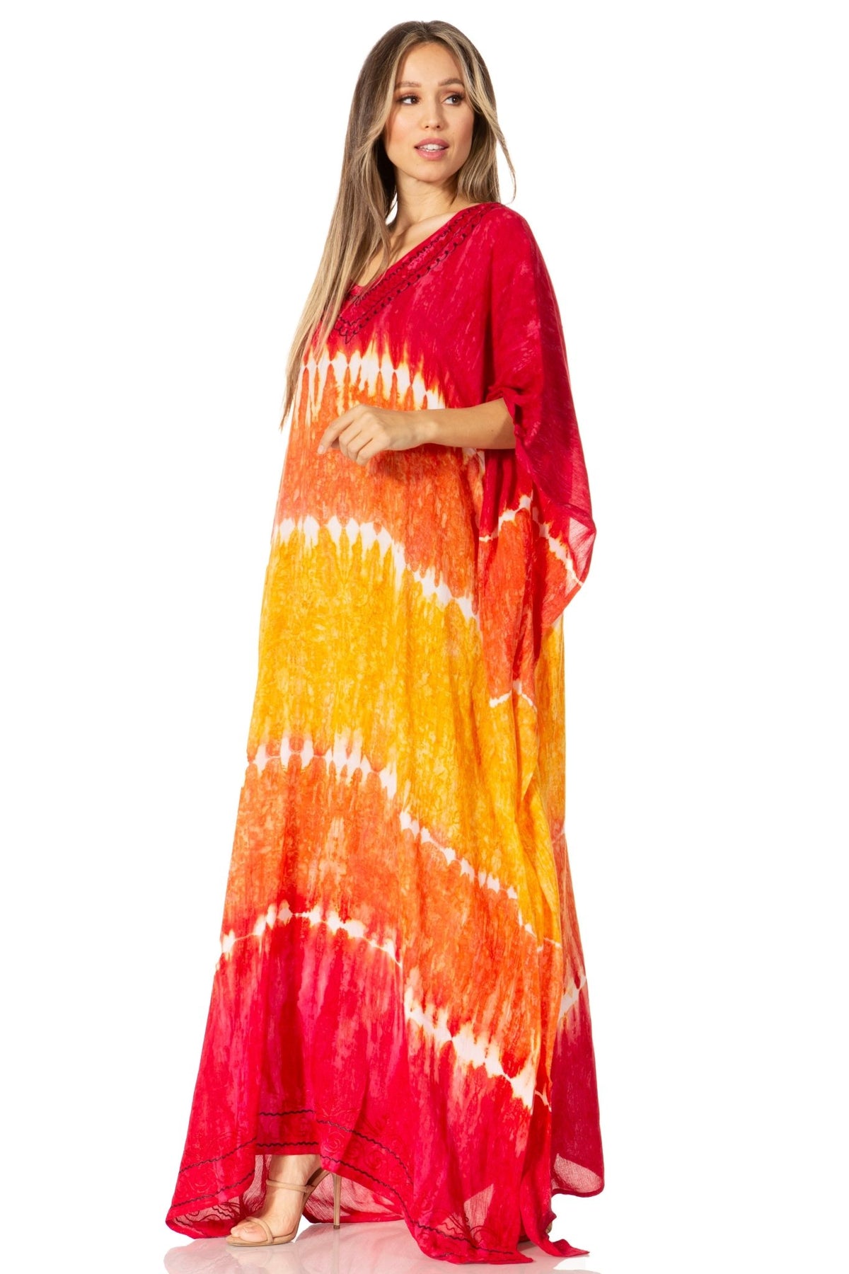 Sakkas Catia Women's Boho-Style Long Maxi Caftan for Lounging and Casual Wear - Quarter Circle AK Boutique