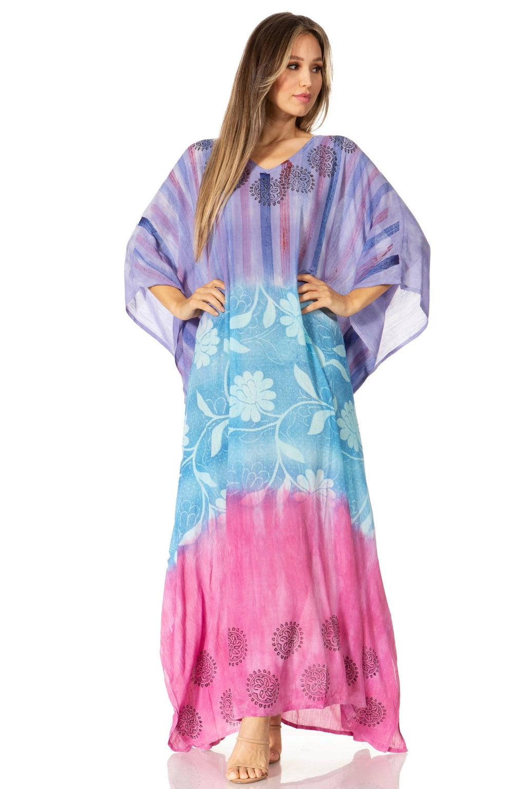 Sakkas Catia Women's Boho-Style Long Maxi Caftan for Lounging and Casual Wear - Quarter Circle AK Boutique