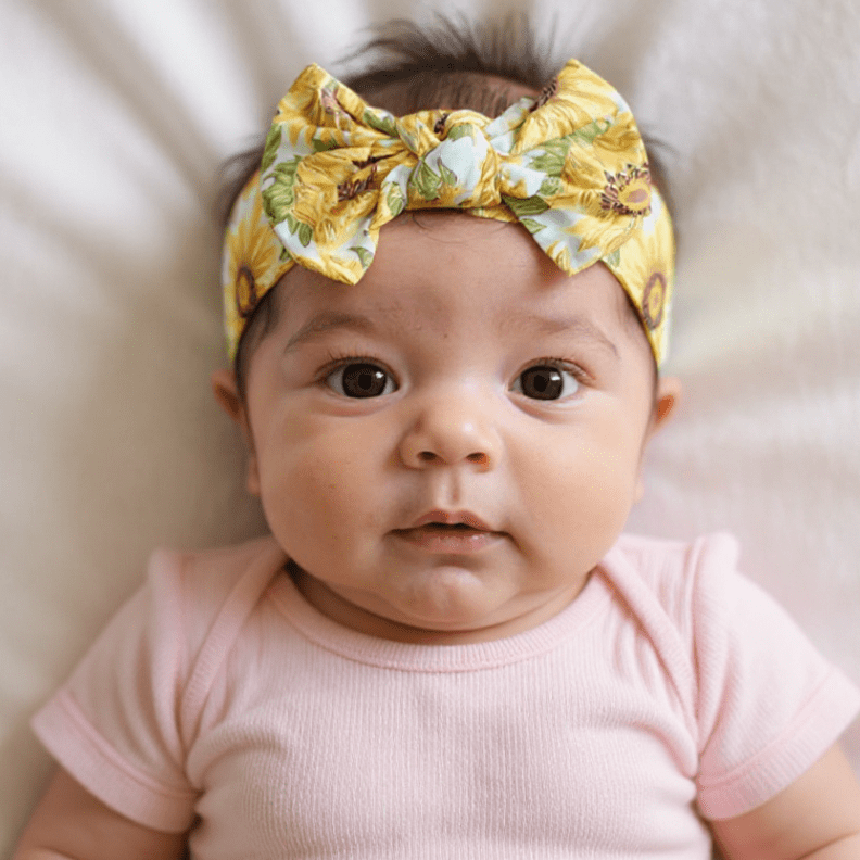 Sammy's Sunflower Knotted Bow - Quarter Circle AK Boutique