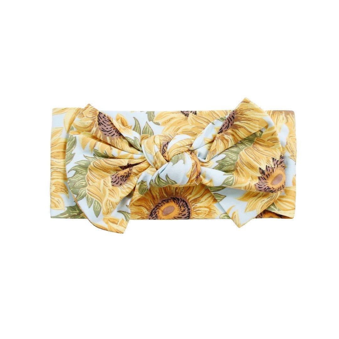 Sammy's Sunflower Knotted Bow - Quarter Circle AK Boutique