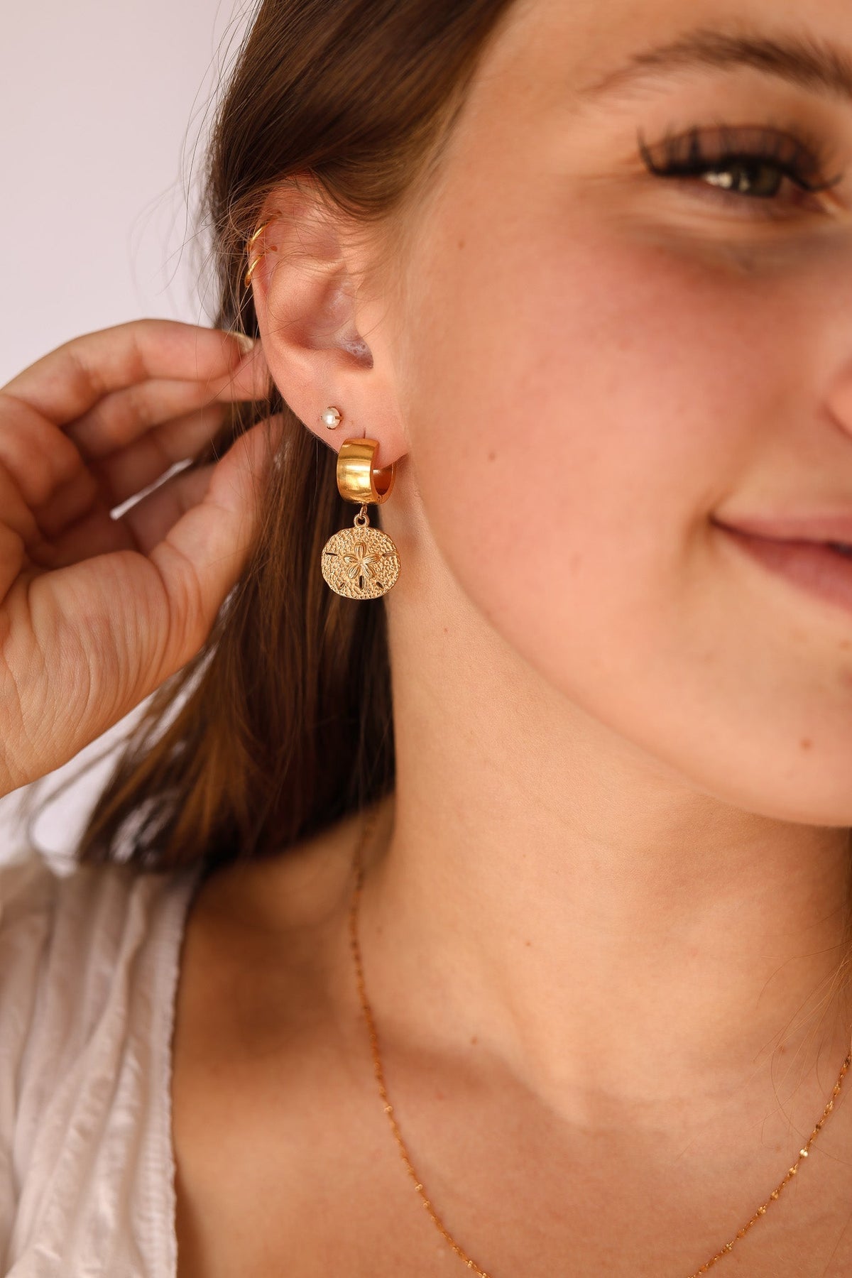 Sand Dollar Hoop - Quarter Circle AK Boutique