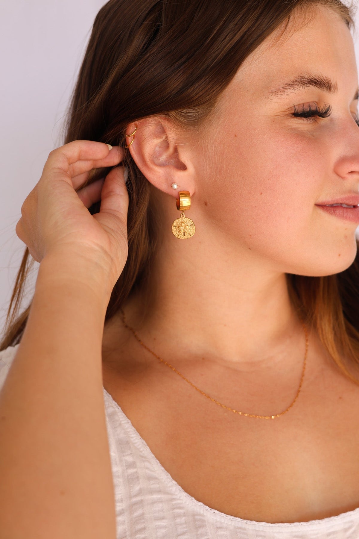 Sand Dollar Hoop - Quarter Circle AK Boutique