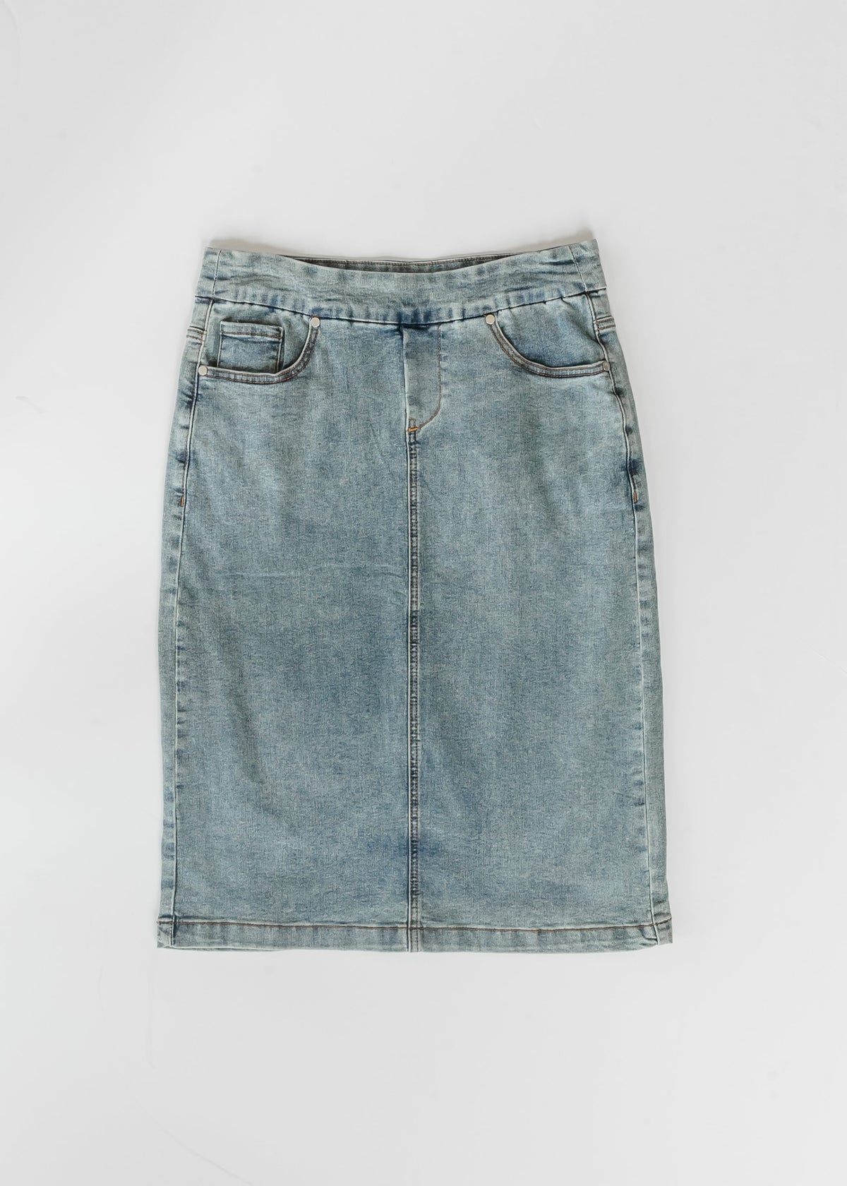 Sandra Classic Wash Midi Denim Skirt