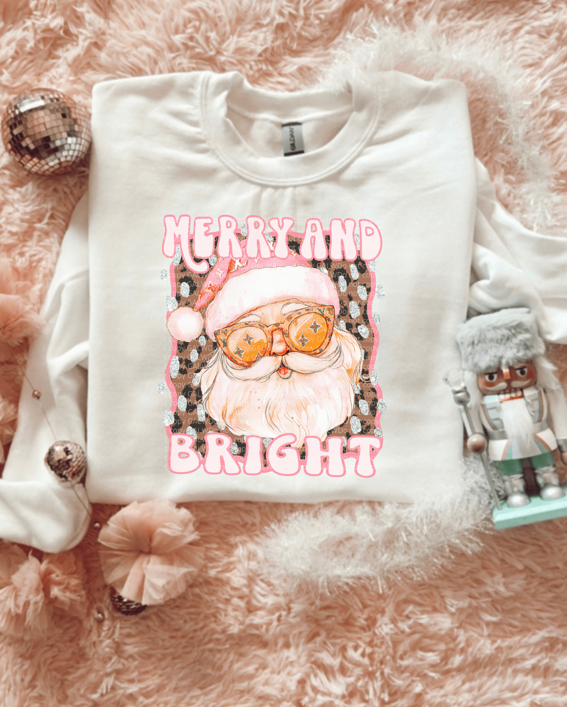 Sassy Santa in Sunnies – Merry & Bright Edition tee or sweatshirt - Quarter Circle AK Boutique