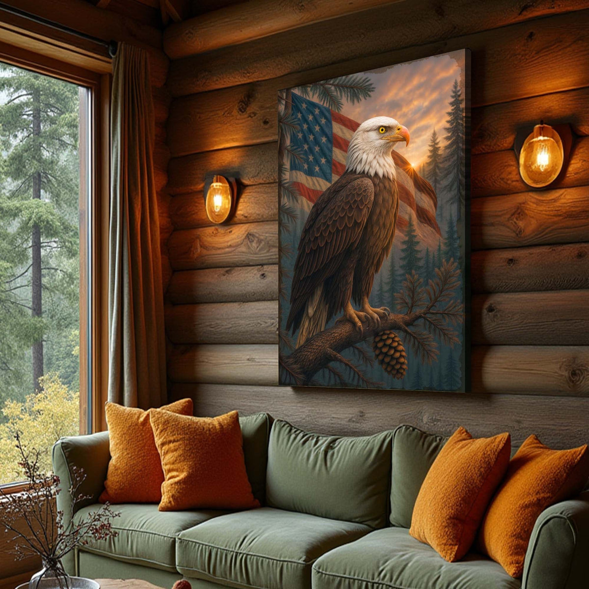 Sentinel of the Pines Eagle Wall Art - Quarter Circle AK Boutique