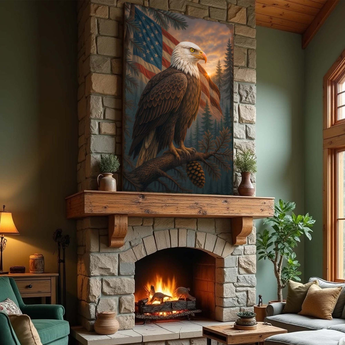 Sentinel of the Pines Eagle Wall Art - Quarter Circle AK Boutique